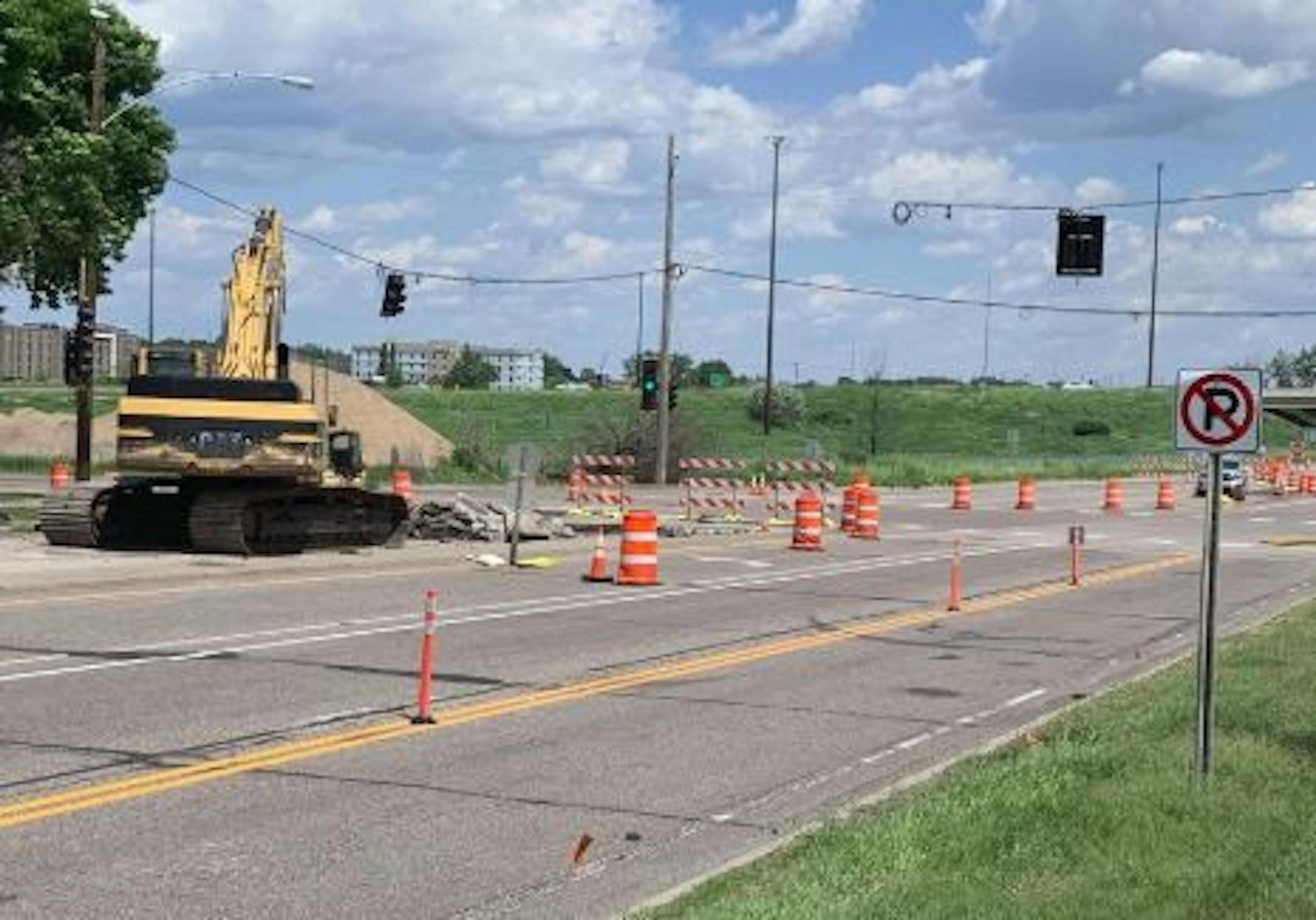 The scene where a natural gas line was ruptured. Credit: Roseville Fire Department