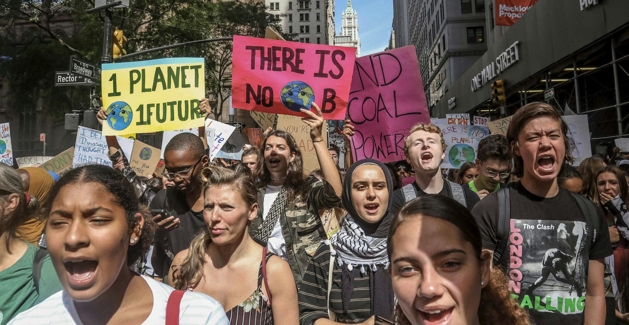 FILE - In this Friday Sept. 20, 2019 file photo, climate change activists participate in an environmental demonstration as part of a global youth-led day of action in New York, as a wave of climate change protests swept across the globe. (AP Photo/Bebeto Matthews)