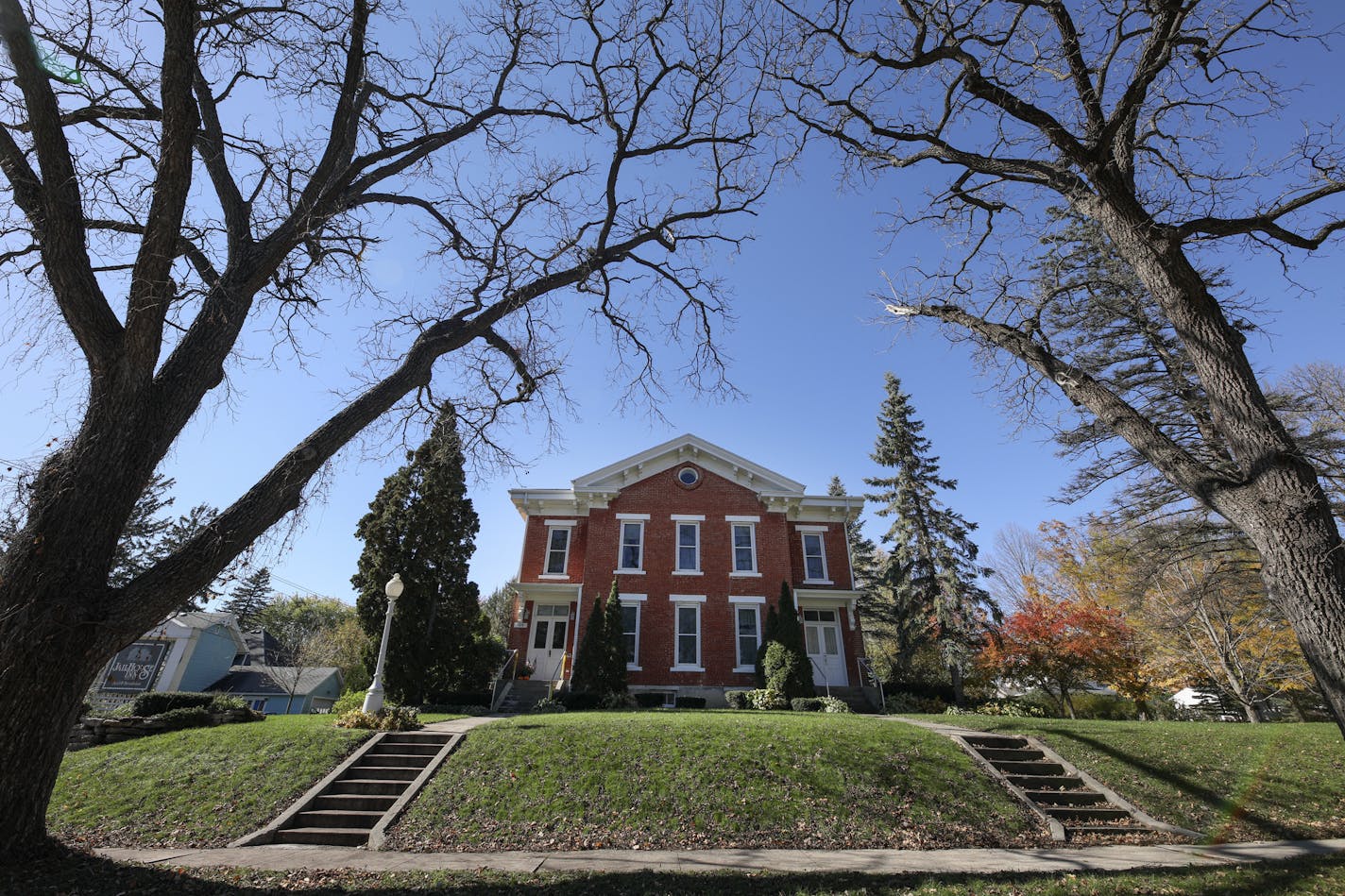 State Secret on the Jailhouse Inn, a jail-turned-B&B that features a "cellblock suite." The historic building, which was operated as a jail until 1972, is now a 12-room inn, in Preston, Minn., pop. 1,305. The new owner is also sheriff! Thomas Kaase and his wife Dorle. ] BRIAN PETERSON &#xef; brian.peterson@startribune.com
Preston, MN 10/16/2018