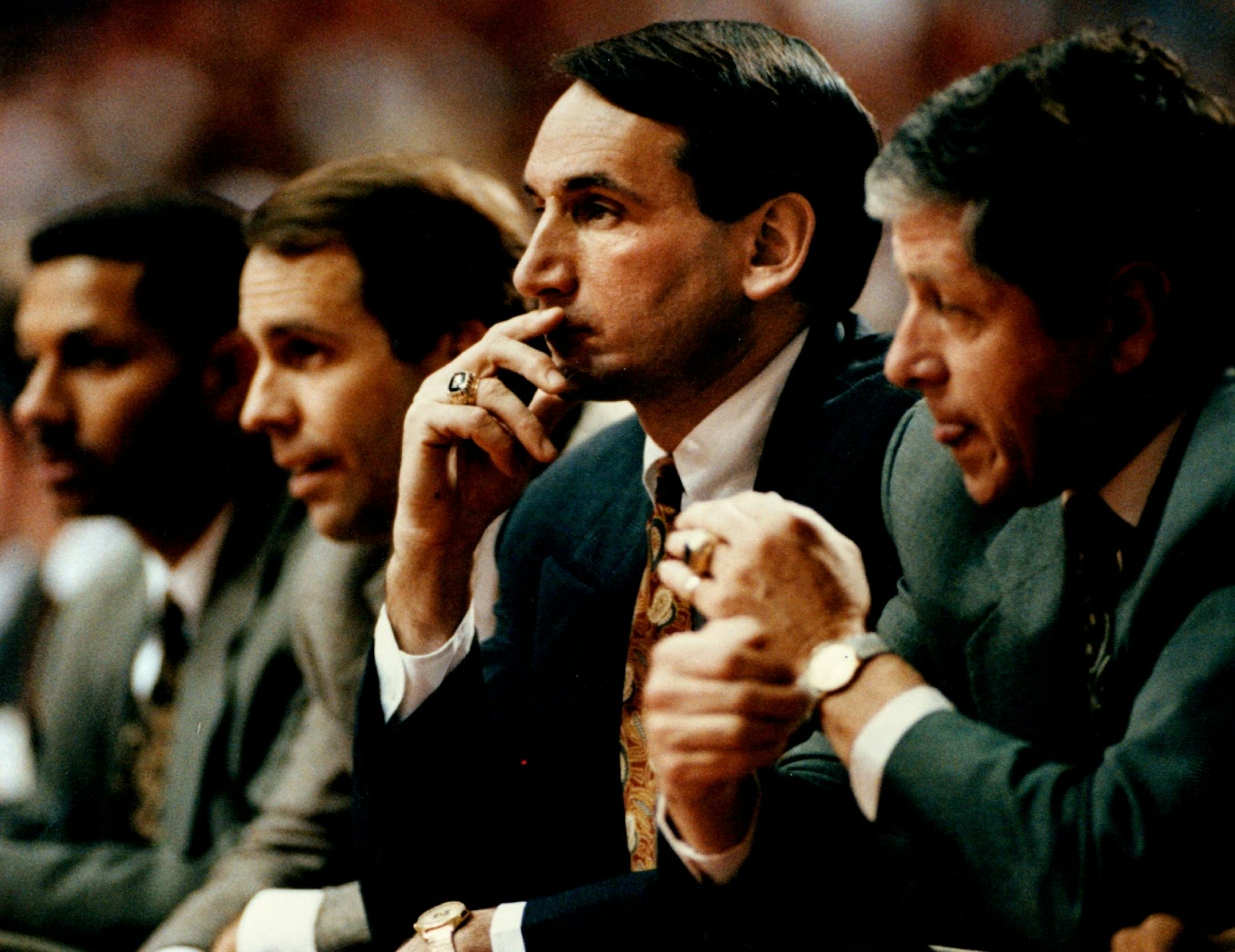 April, 1992: Duke's Mike Krzyzewski on the bench during the Final Four. (Jeff Wheeler/Star Tribune)