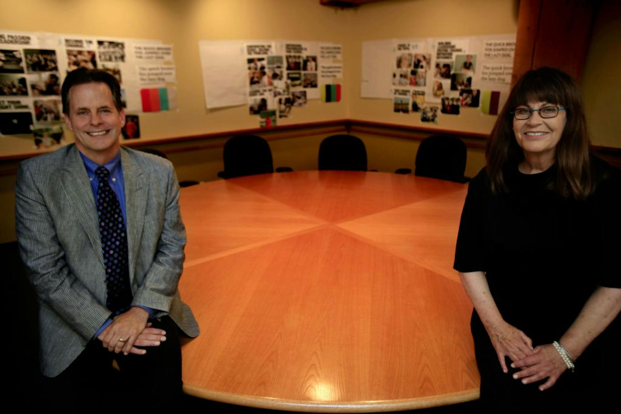 John Foley, CEO, and Lois Dirksen, president of Level. LEVEL helps organizations develop and promote their brands. The agency currently is working with NYC Leadership Academy to become nationally known. The organization works with New York City public schools in providing leadership programs for school principals. It wants to expand its business opportunities. in Minneapolis, MN. August 14, 2012.