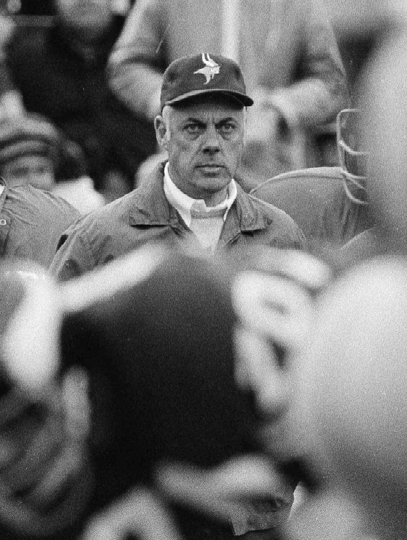 Minnesota Vikings' coach Bud Grant shows his concern as he watches his team going down in defeat by the Pittsburgh Steelers during Super Bowl IX, Jan. 12, 1975, in New Orleans. Steelers won, 16-6. (AP Photo/Harry Cabluck) ORG XMIT: APHS86315