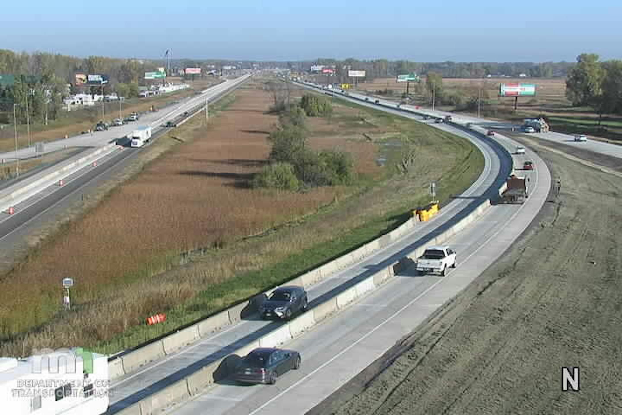 Motorists make their way through the construction zone on I-35W at I-35E near Forest Lake.