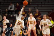 Gophers guard Janay Sanders (30) has started the past two games in place of injured Mara Braun.