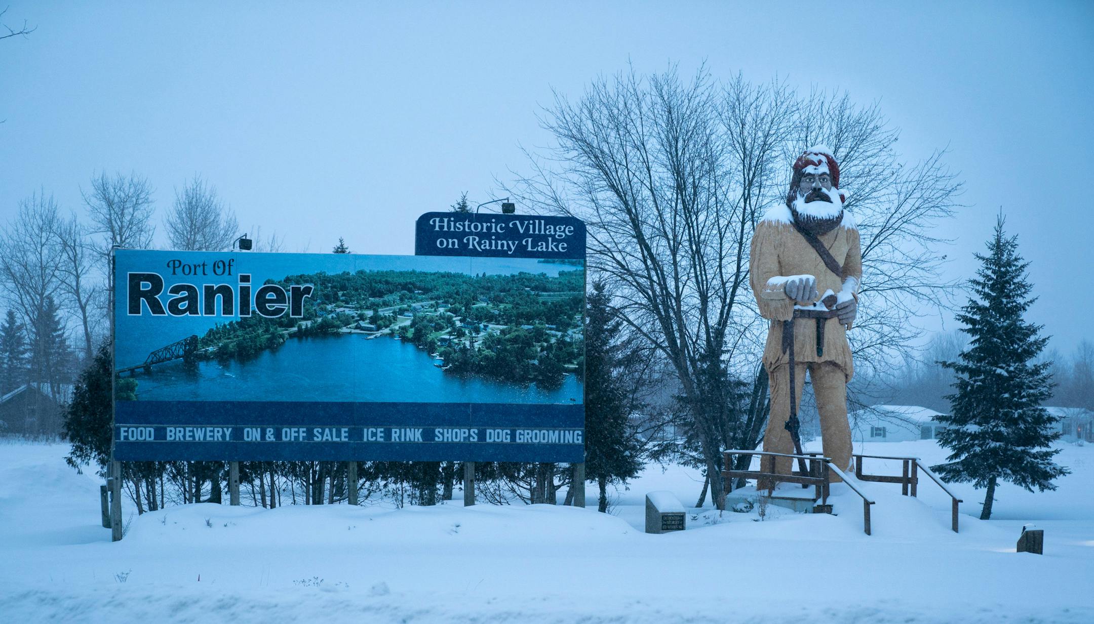 A 25-foot-tall Voyageur welcomed visitors to town, once a gateway for bootleggers.