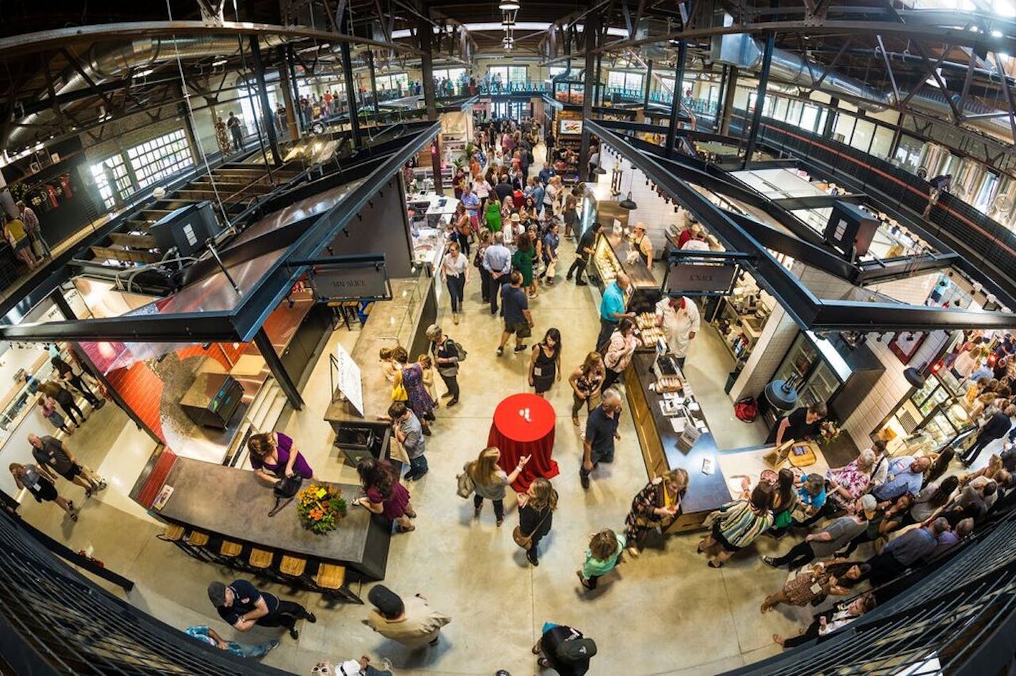 File view of crowds at Keg and Case Market in St. Paul.