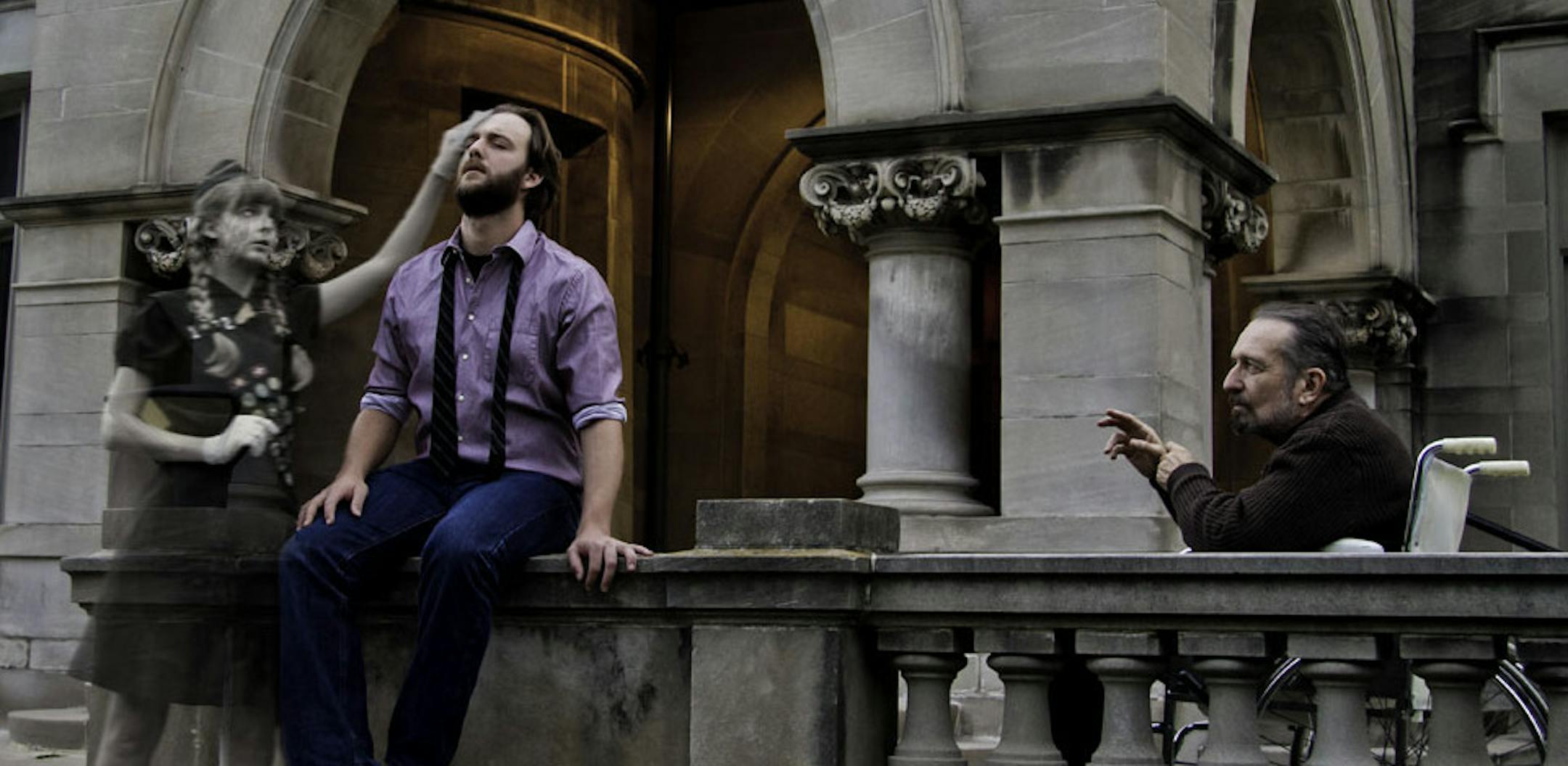 Pictured (L to R): Nissa Nordland, Andrew Sass, Charles Numrich in "Ghost Sonata" Photographer: Mathieu Lindquist