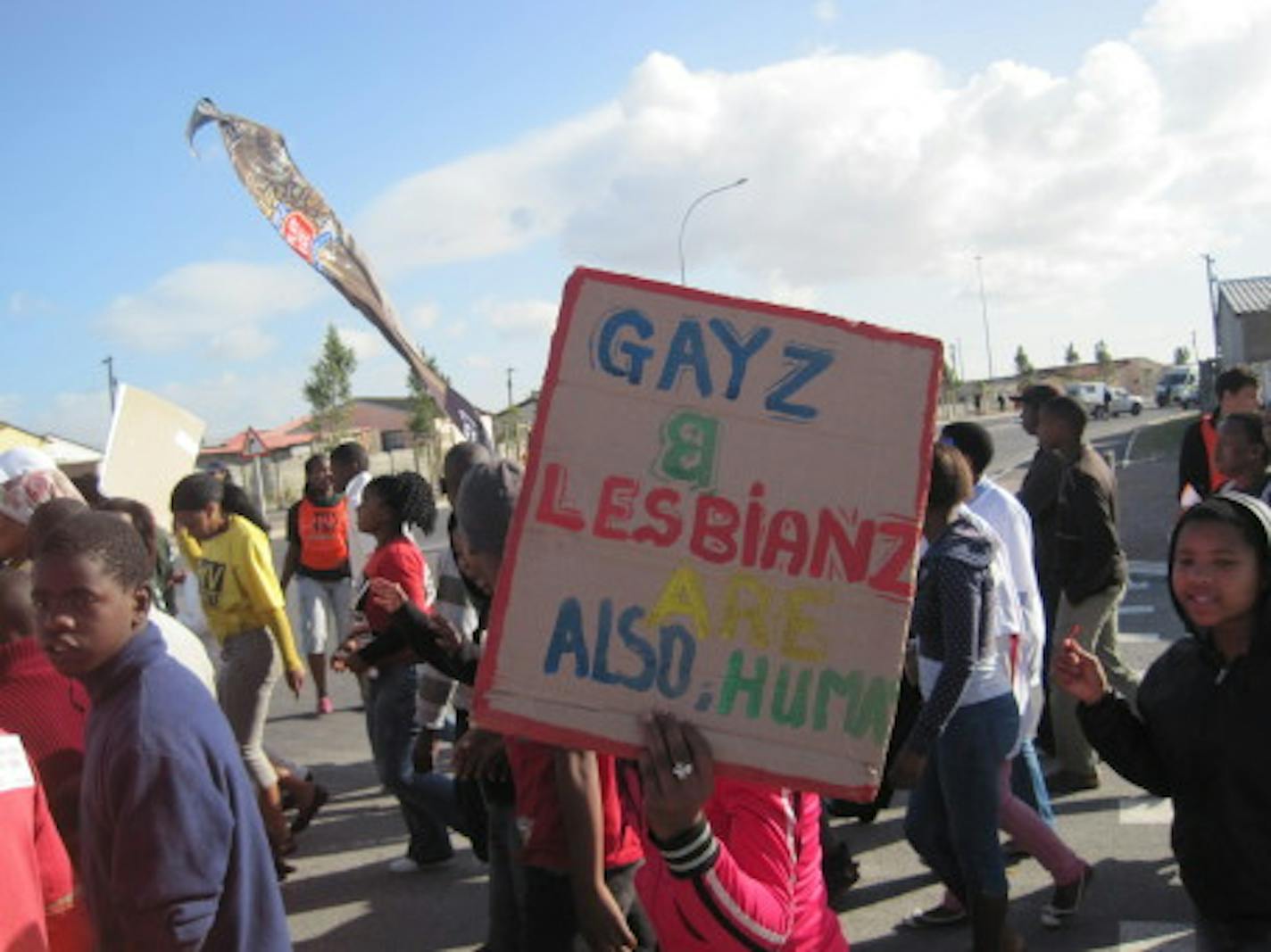 GLBT activists march in Khayelitsha, South Africa