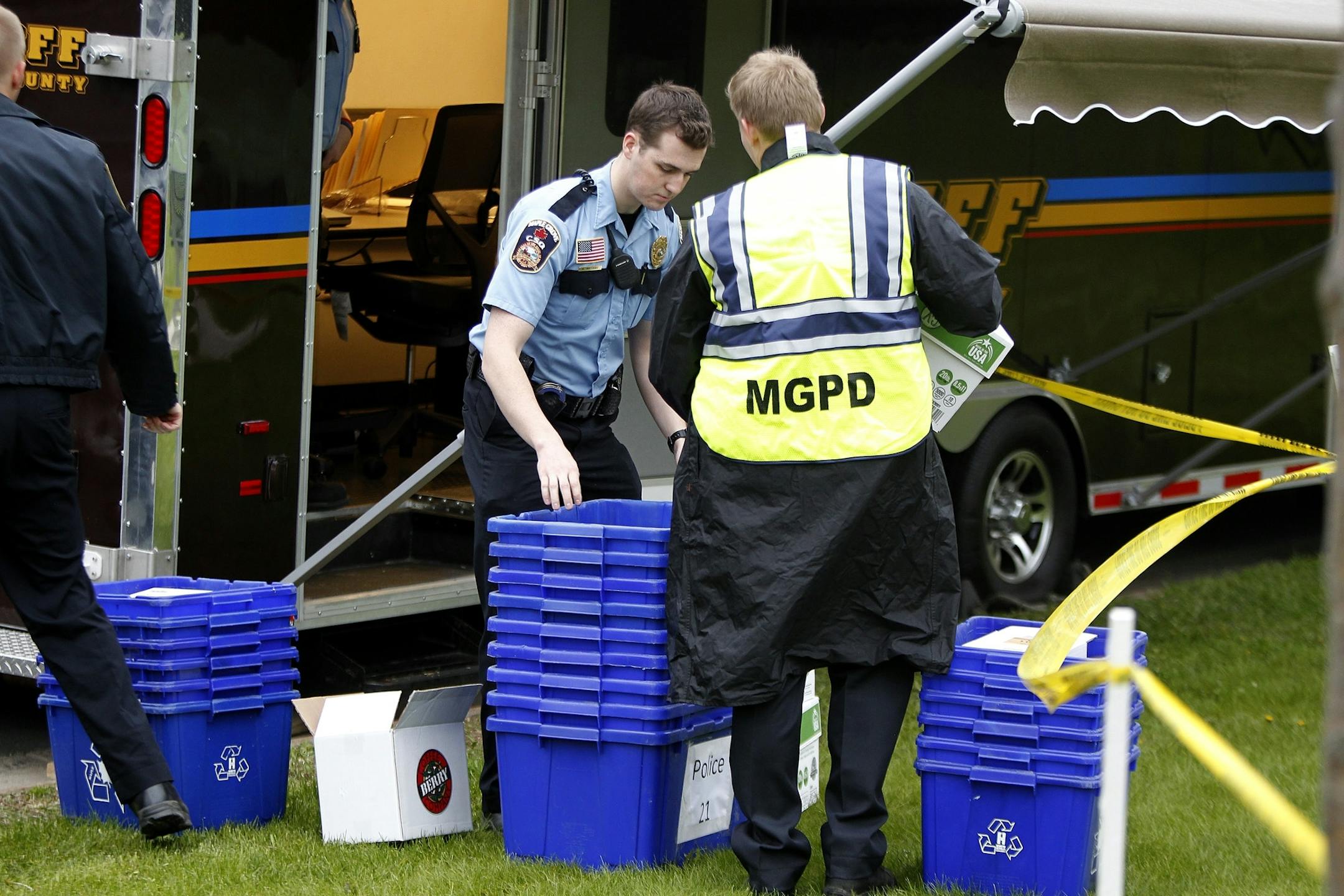 Police officials continued to search the Pagnac property, Monday, May 19, 2014 in Maple Grove, MN. Twenty-five years after Amy Sue Pagnac went missing, Maple Grove police, the FBI and sherif's deputies searched her parent's home and property forcing the couple to leave for up to a week while excavations continued on their property.