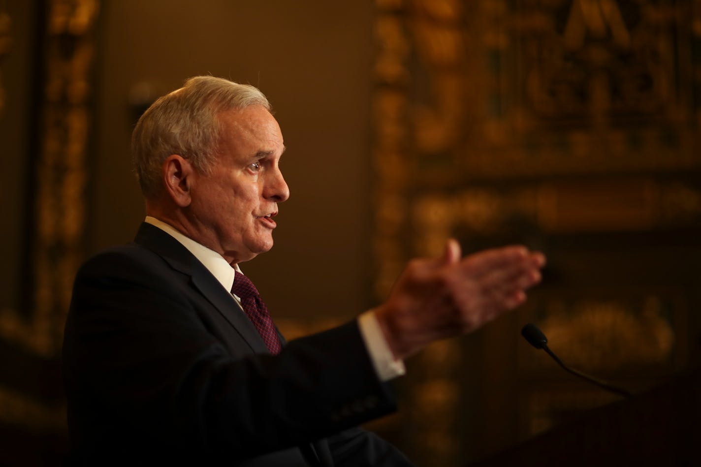 Gov. Mark Dayton at a news conference in May.