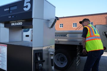 Foreman Mike Lundgren filled up his truck with gas Tuesday at the Hennepin County Public Works maintenance facility in Osseo.