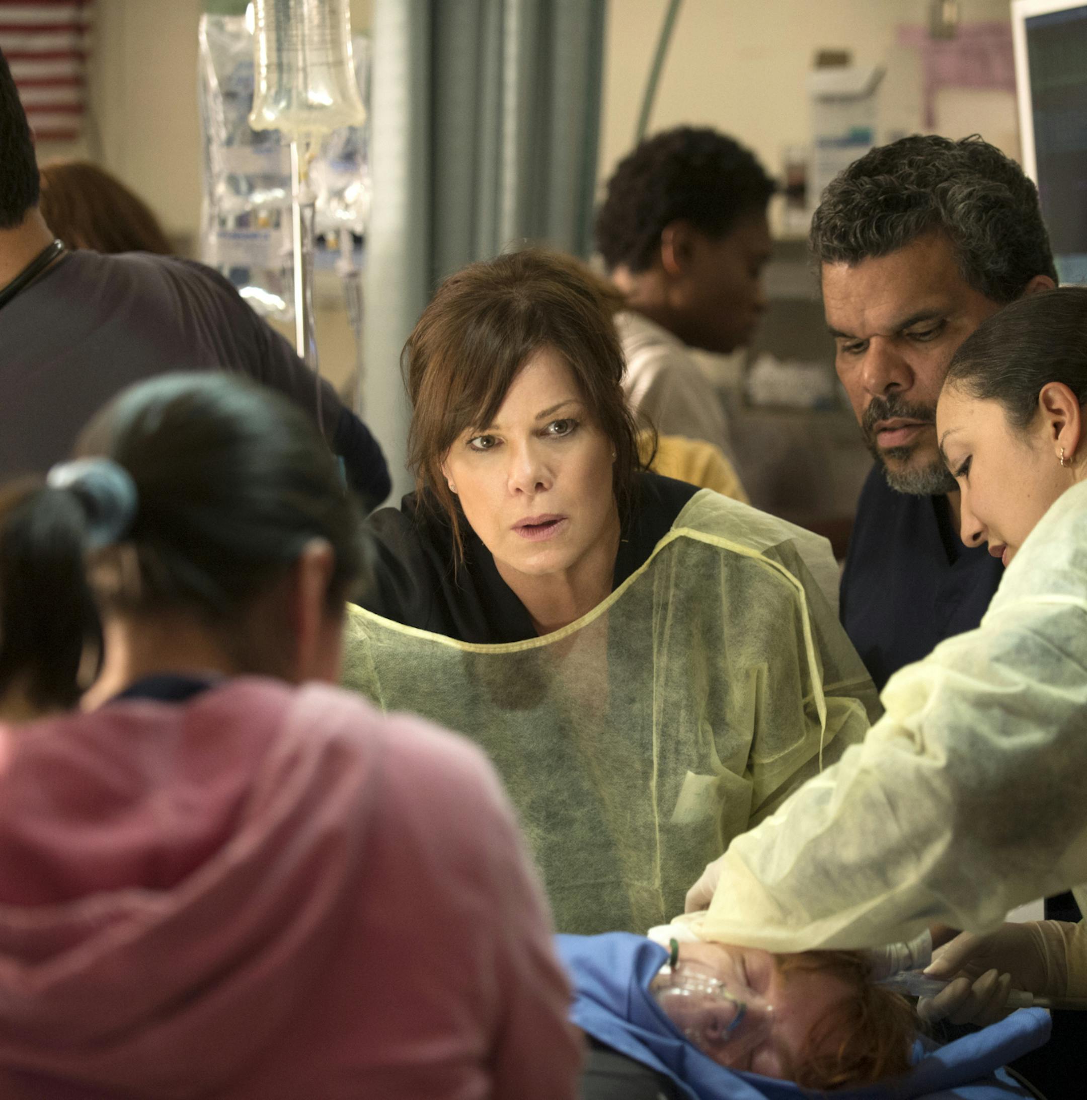 CODE BLACK, based on the award-winning documentary by Ryan McGarry, is CBS\'s heart-pounding new medical drama that takes place in the busiest, most notorious ER in the nation where the staggering influx of patients can outweigh the limited resources available to the extraordinary doctors and nurses whose job is to treat them all -- creating a condition known as Code Black. At the heart of the ER\'s controlled chaos is Residency Director Dr. Leanne Rorish (Marcia Gay Harden, center), renowned fo