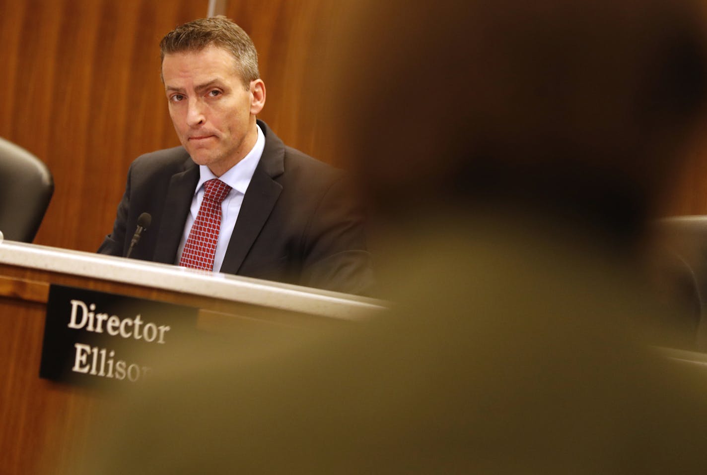 Superintendent Ed Graff listens during the public comment period. ] LEILA NAVIDI &#xef; leila.navidi@startribune.com BACKGROUND INFORMATION: Parents, students, staff and teachers upset about proposed budget cuts to their individual schools speak during a public comment period at a Minneapolis School Board meeting at the Davis Center in Minneapolis on Tuesday, April 10, 2018.