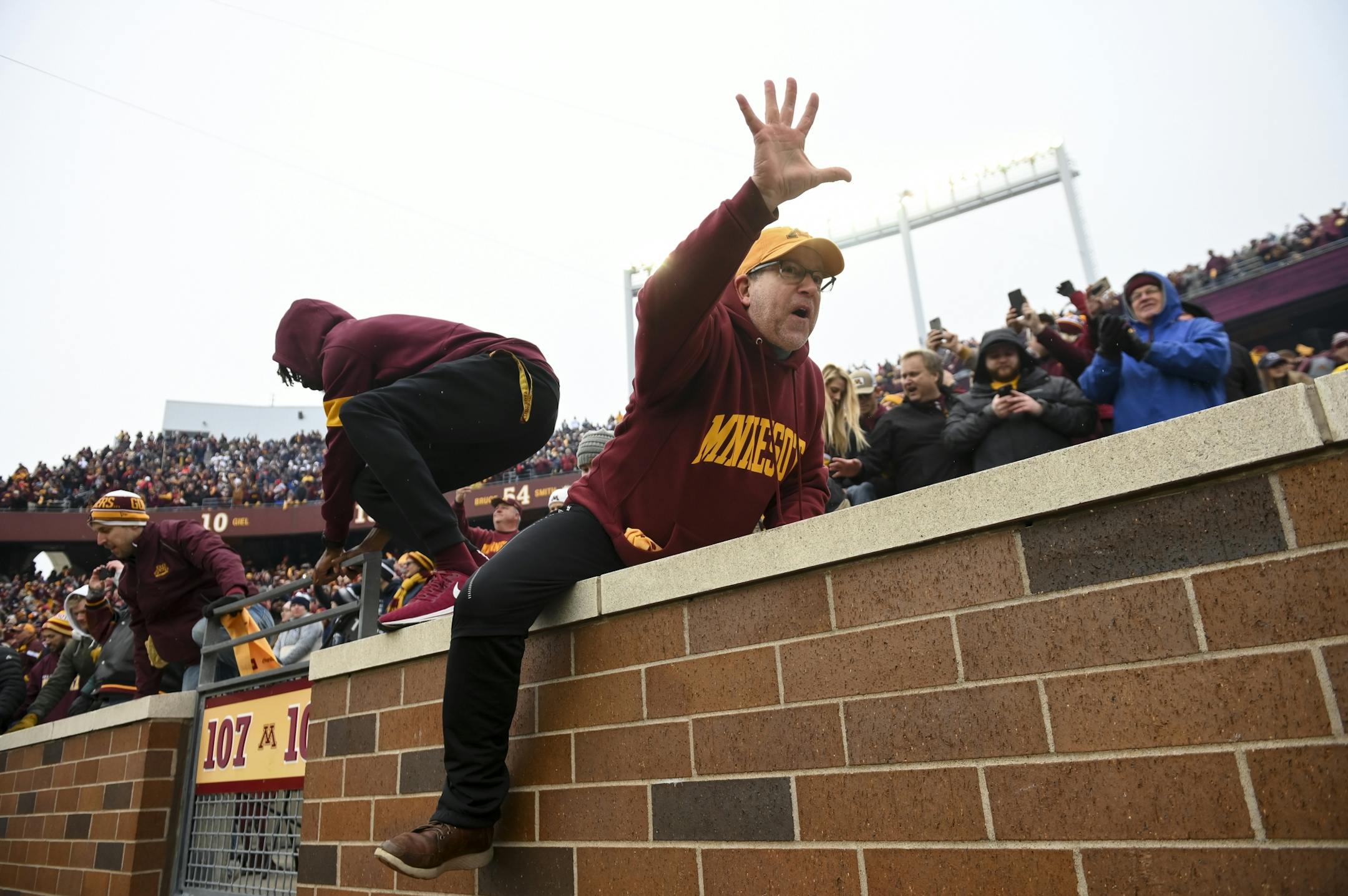 Fans stormed the field.