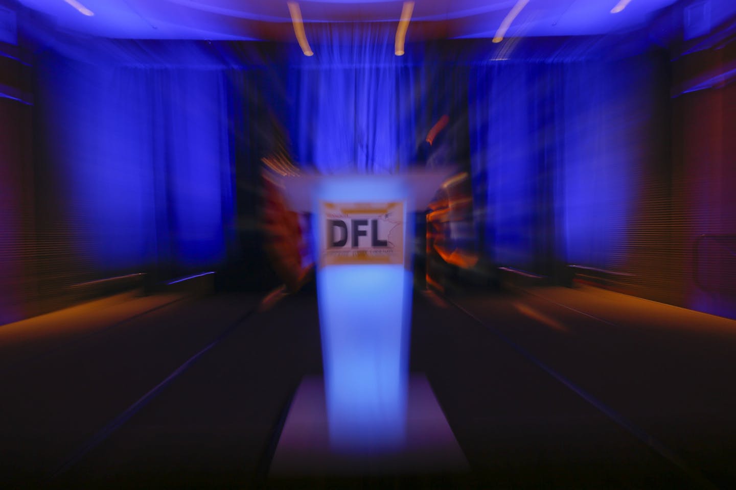 The Democratic party faithful gathered at the Minnesota DFL Party headquarters at the Crowne Plaza Hotel in downtown St. Paul, Minn. to hear election results Tuesday night, November 6, 2012. An empty stage awaited candidates at the Minnesota DFL Party headquarters at the Crowne Plaza Hotel in downtown St. Paul, Minn.