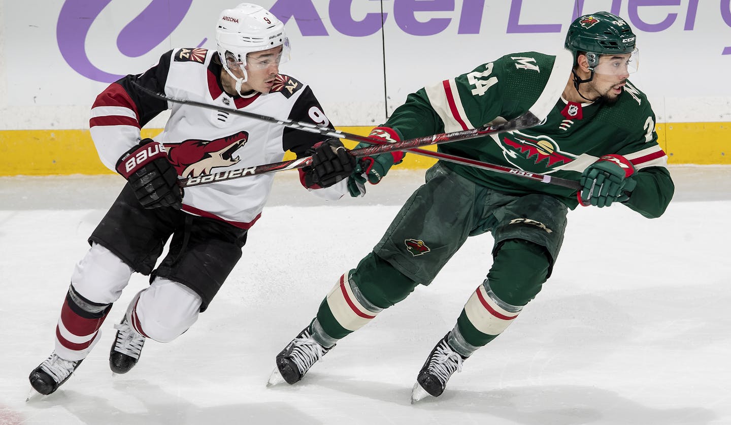 Minnesota Wild Matt Dumba. ] CARLOS GONZALEZ &#x2022; cgonzalez@startribune.com - November 27, 2018, St. Paul, MN &#x2013; Xcel Energy Center, NHL, Minnesota Wild vs. Arizona Coyotes