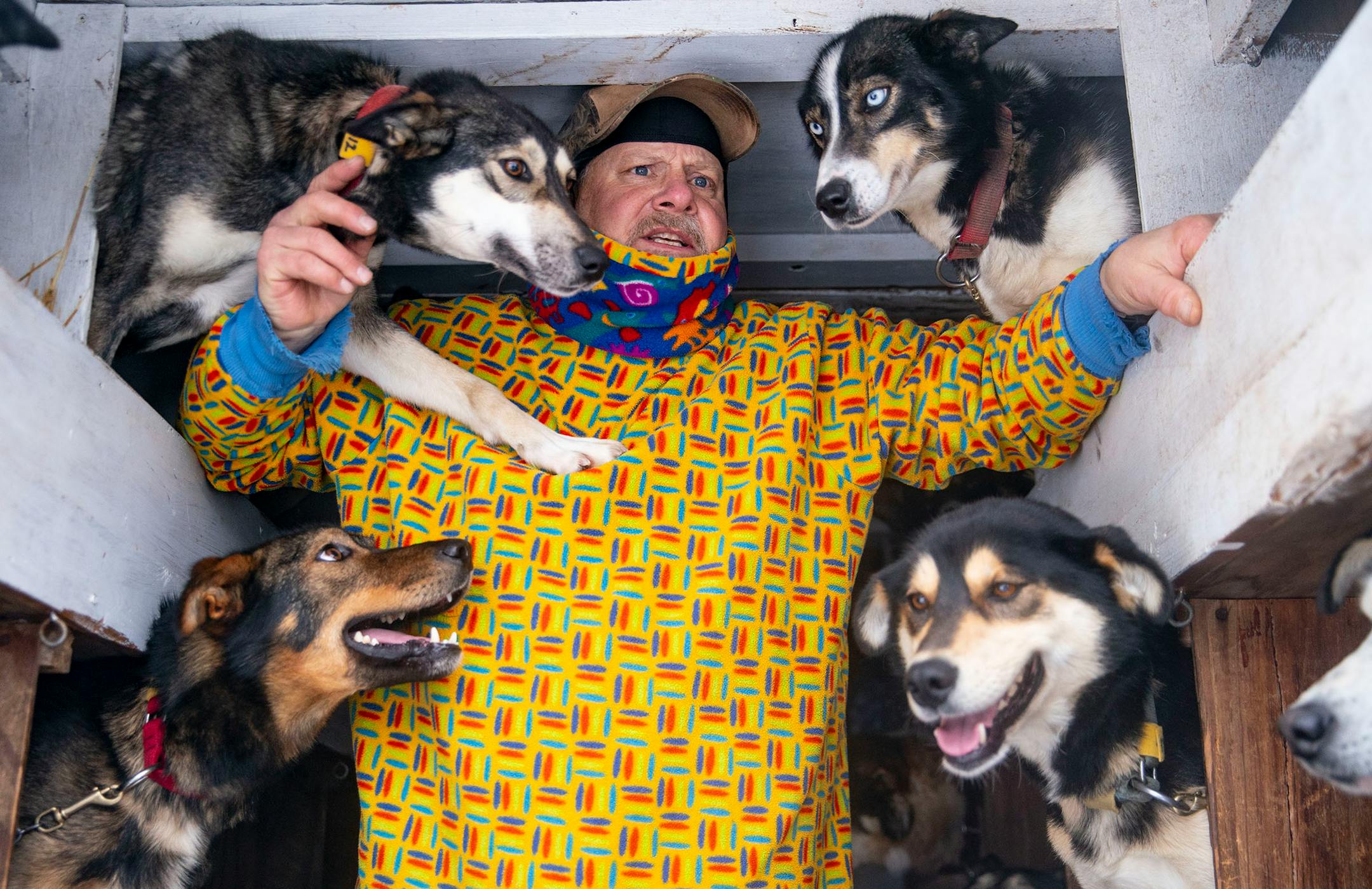 Ward Wallin, Collen's husband and Ero's father, directed their handlers as he prepared to unload the dogs from the trailer.