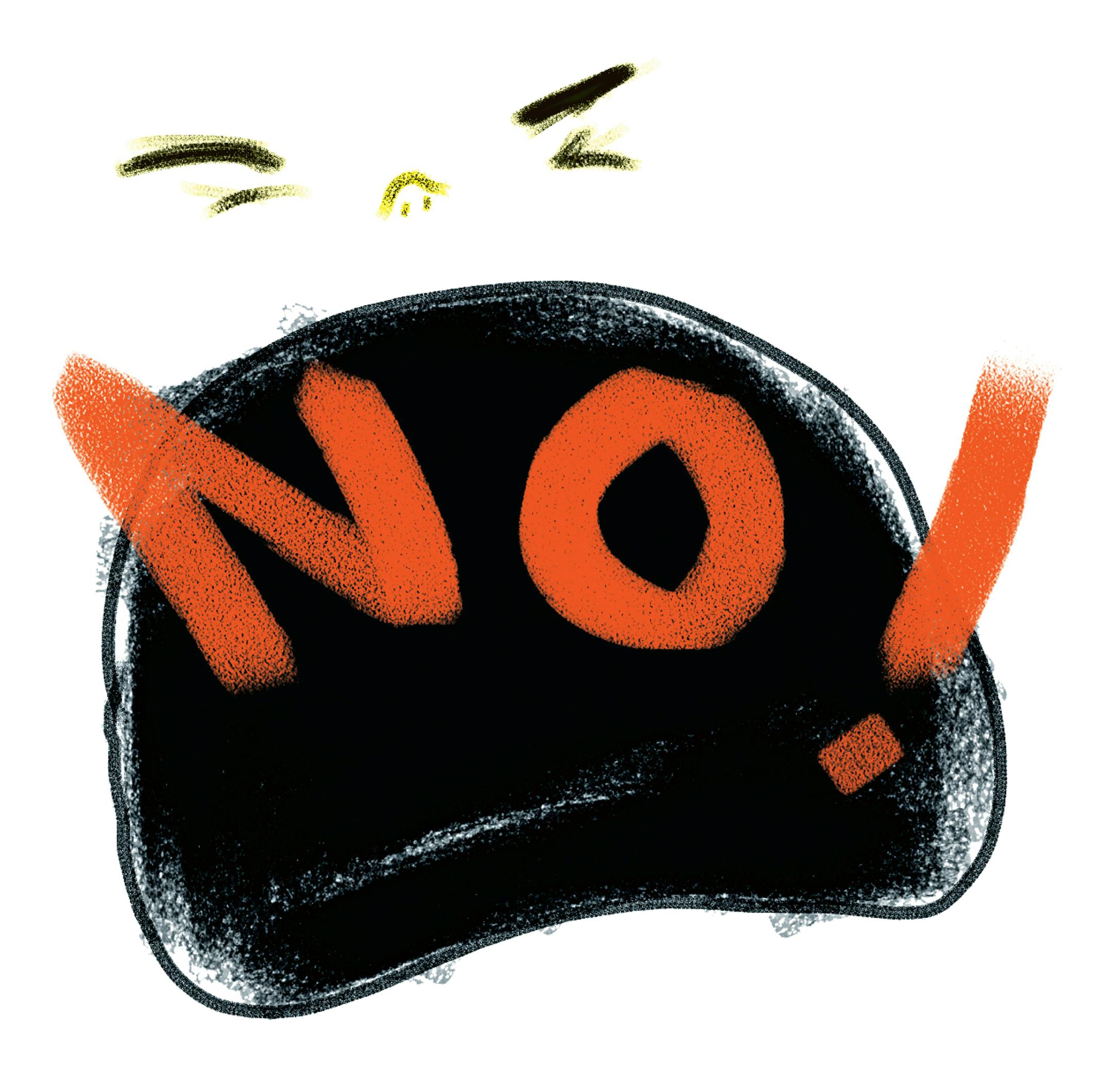 300 dpi Susan Jouflas illustration of a person most emphatically yelling the word "NO!" The Seattle Times 2012<p> krtnational national; krt; krtcampus campus; mctillustration; 08003000; HUM; krthumaninterest human interest; ODD; PEO; people; disagreement; dissent; just say no; se contributed jouflas; 2012; krt2012; argument