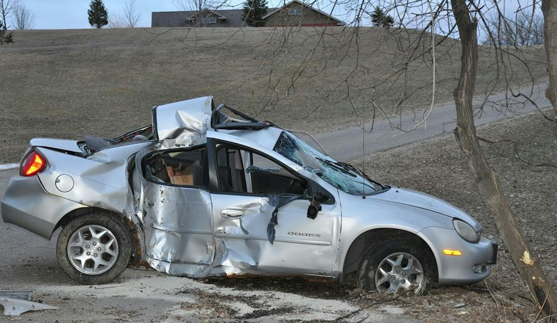 The driver of this car died in a crash near Hudson over the weekend.
