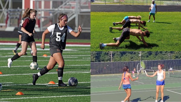 Several fall prep sports got underway Monday, with special rules and considerations during the coronavirus pandemic. (Clockwise from left) The Lakevil