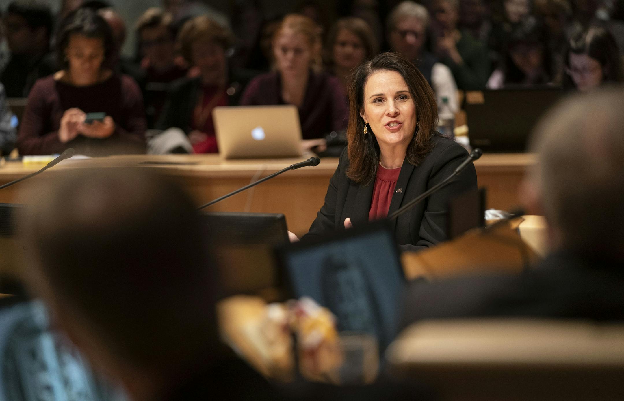 Joan Gabel answered questions by the Board of Regents on the University of Minnesota campus in Minneapolis, Minn. on December 14, 2018. ] RENEE JONES SCHNEIDER ¥ renee.jones@startribune.com