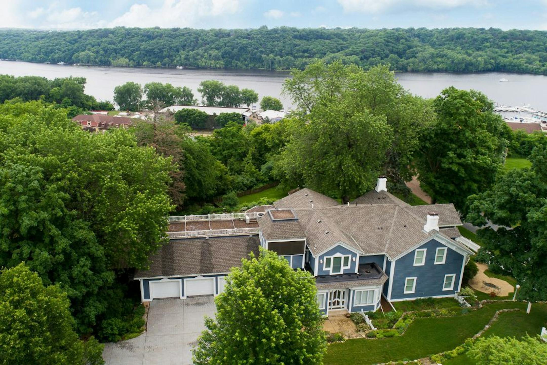 The house is set on a bluff overlooking the St. Croix River Valley.