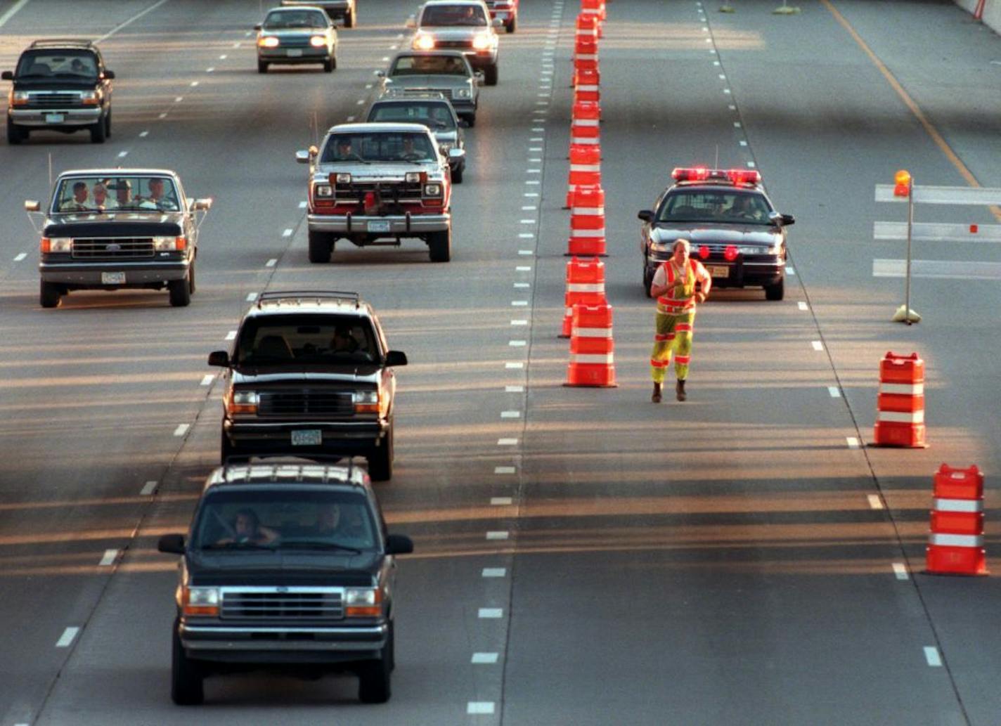 Interstate 35E in downtown St. Paul during some recent roadwork. Minnesota voters may decide whether the sales tax they pay for auto-related services should be dedicated solely to road and bridge improvements.