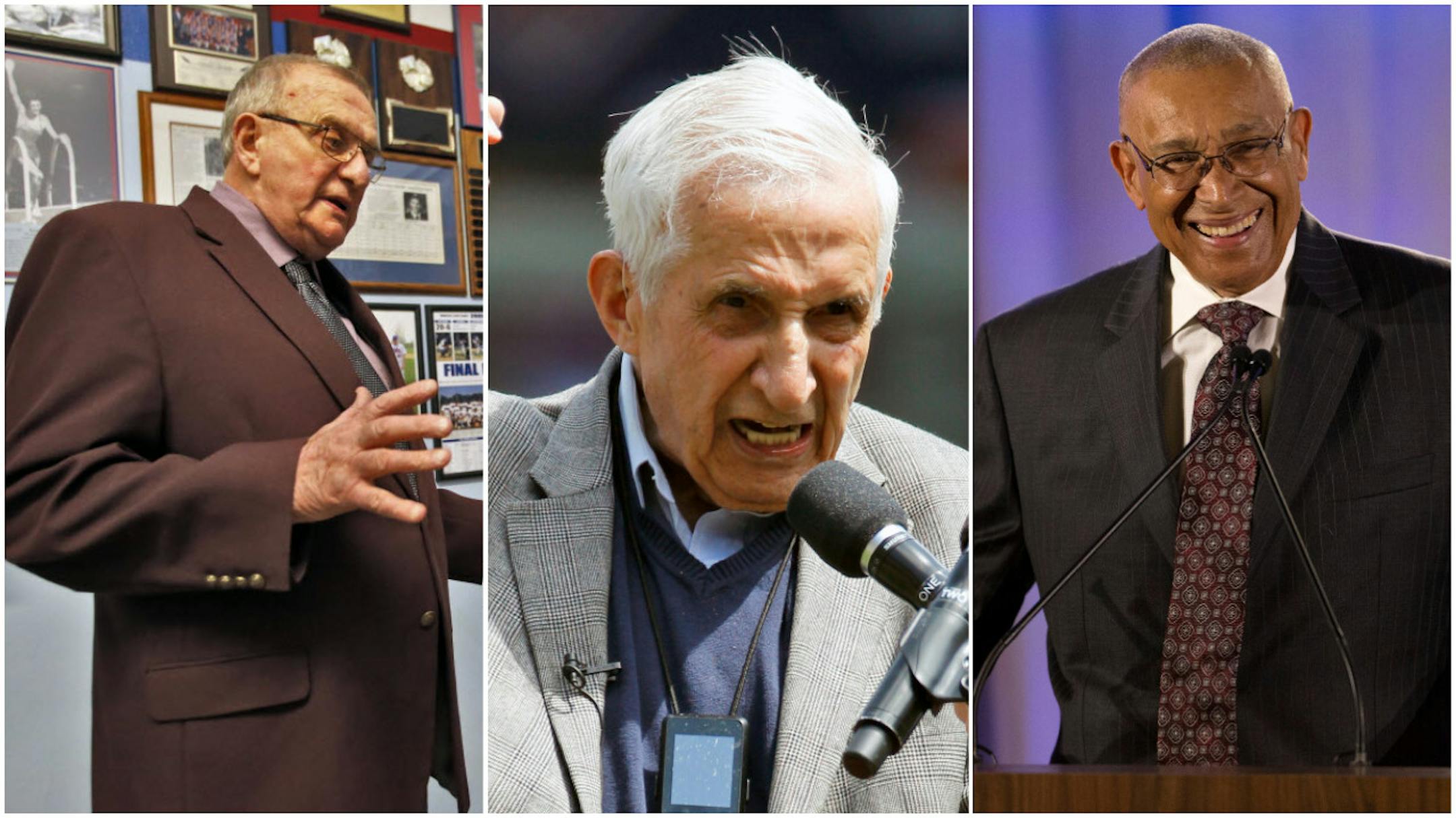 (Left to right) Chilsholm coaching legend Bob McDonald, Star Tribune columnist Sid Hartman and Twins player Julio Becquer.