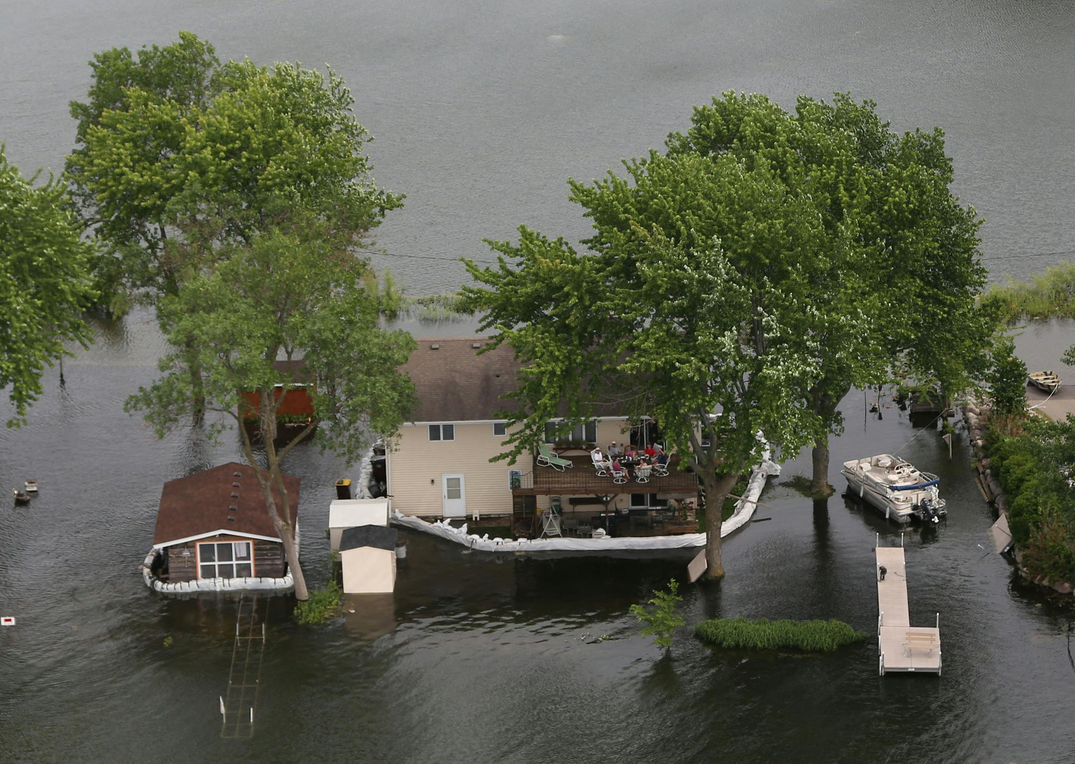 Home owners surrounded their homes with sandbags to protect them from being flooded by Prior Lake.