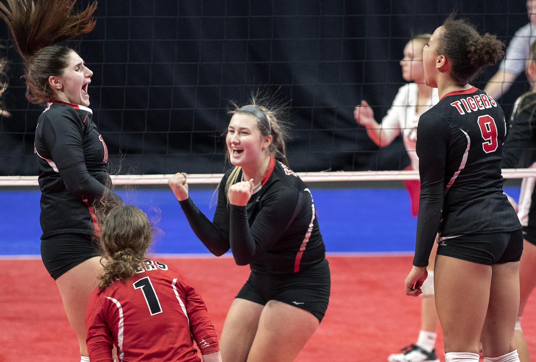 Belle Plaine players celebrated after beating Marshall.