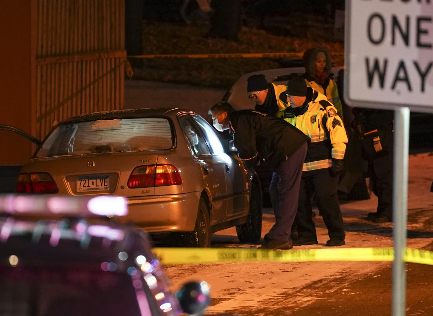 St. Paul Police and the medical examiner examined a car on Wayzata St. at N. Rice St. that contained the victim as they investigated after a reported shooting Sunday night. ] JEFF WHEELER &#x2022; Jeff.Wheeler@startribune.com St. Paul Police investigated a shooting at N. Rice St. and Wayzata St. Sunday night, November 10, 2019.