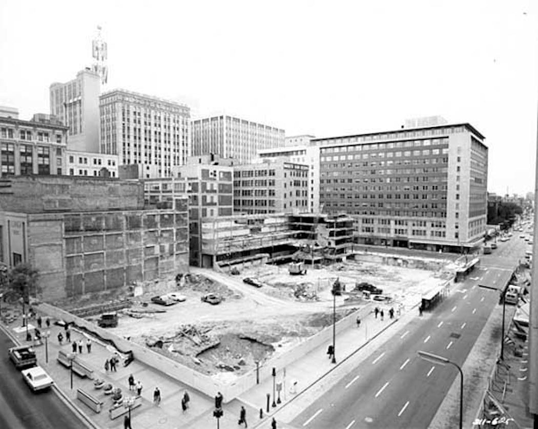 Cleared site for IDS Building, 8th Street between Marquette and Nicollet, Minneapolis.