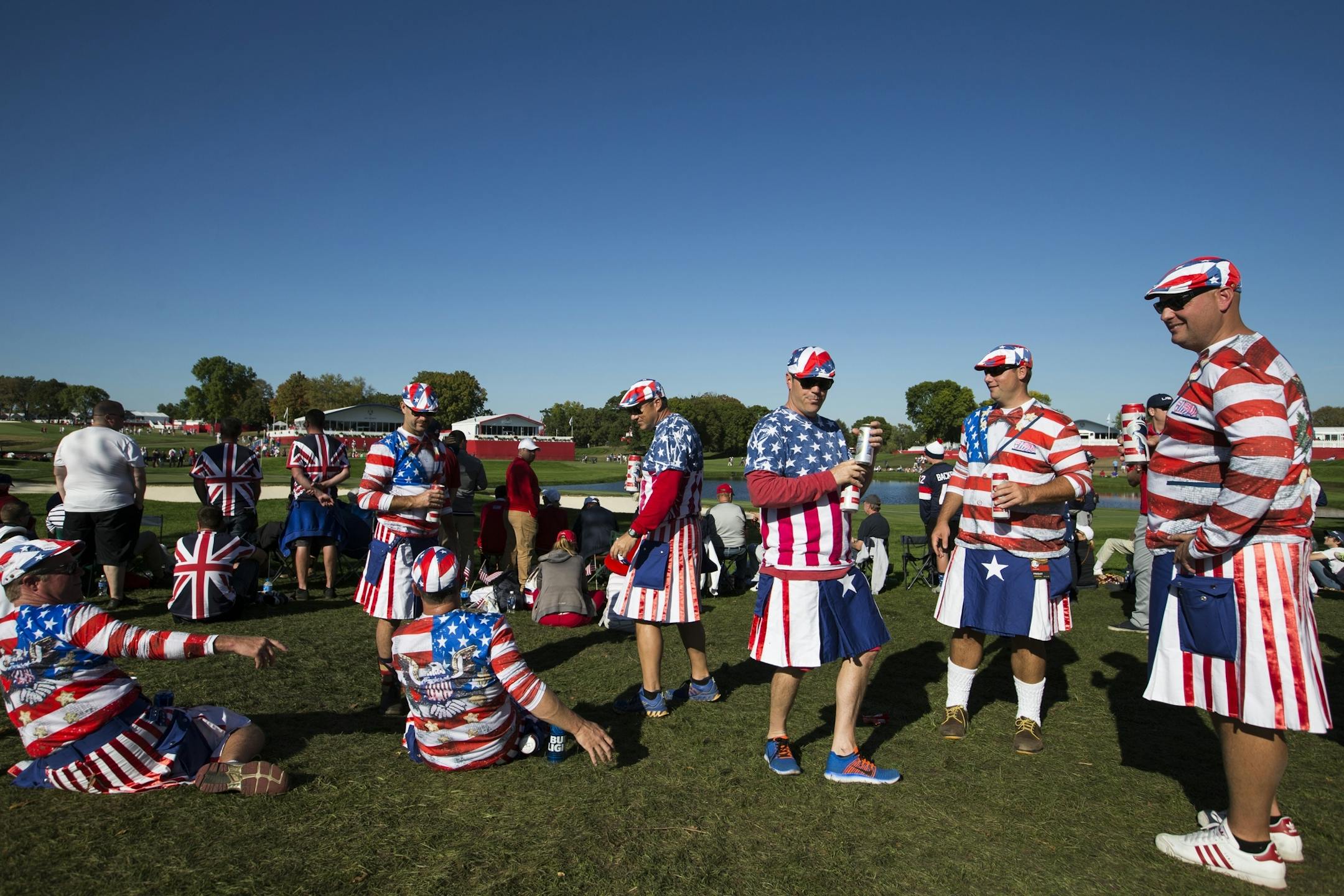 A group of USA fans from Kansas City, Mo. take in the action.