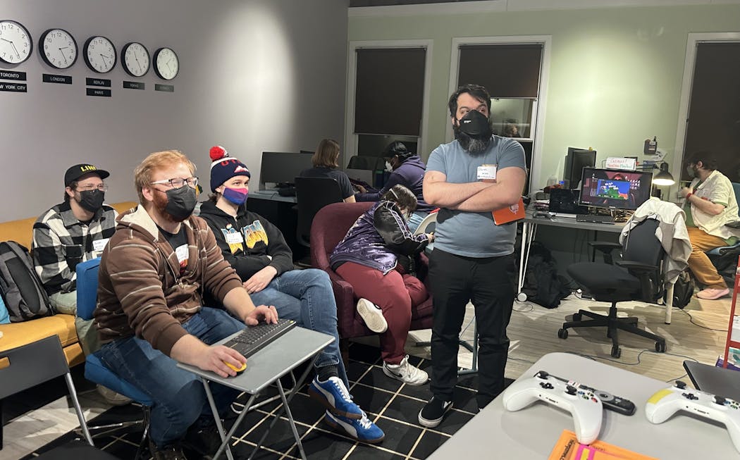 Indie video game developers tested a game at the playtest event, hosted by the International Game Developers Association Twin Cities at Noble Robot in Minneapolis on Feb. 21.