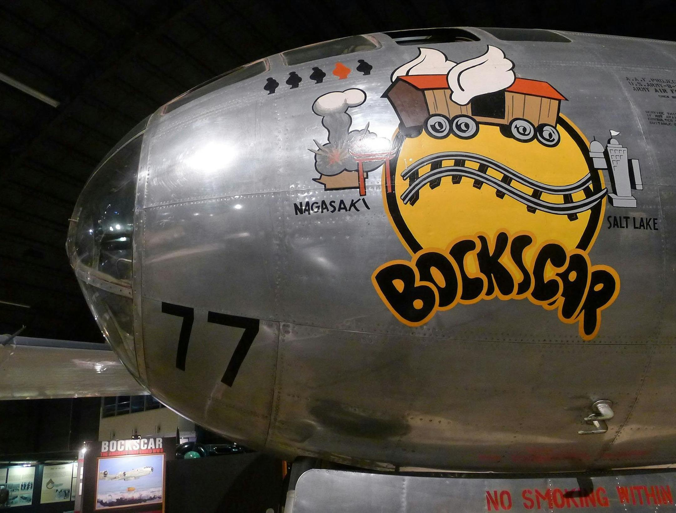 The B-29 named Bockscar that dropped the nuclear bomb on Nagasaki, Japan, is displayed at the Museum of the United States Air Force at Wright Patterson Air Force Base near Dayton, Ohio. (Bob Batz Jr./Pittsburgh Post-Gazette/MCT) ORG XMIT: 1153891