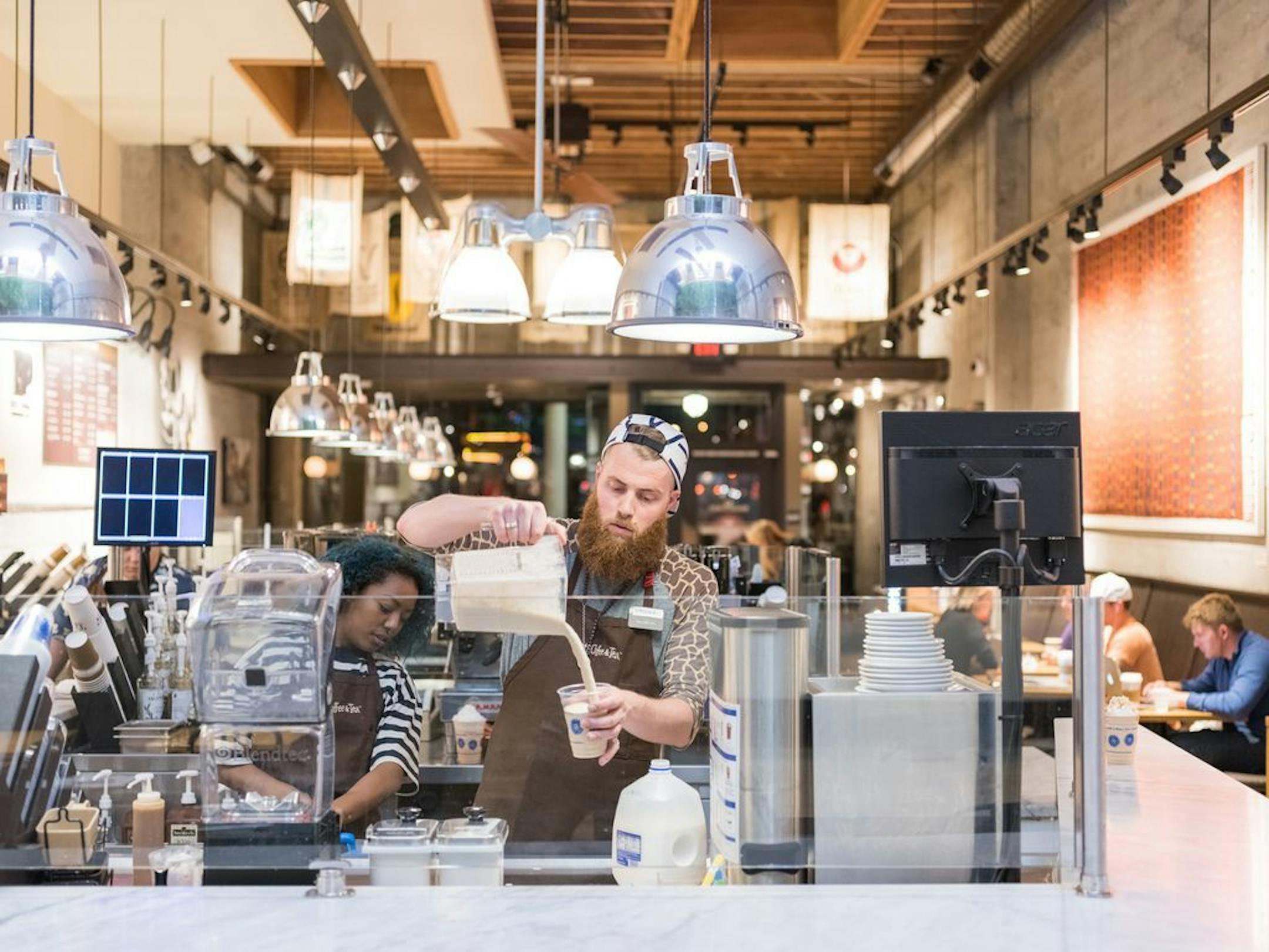 FILE -- The Peet's Coffee on Chestnut Street in San Francisco, March 23, 2015. The Reimann family, with stakes in well-known brands like Peet's Coffee and Krispy Kreme, have discovered that their predecessors used forced laborers under the Nazis.