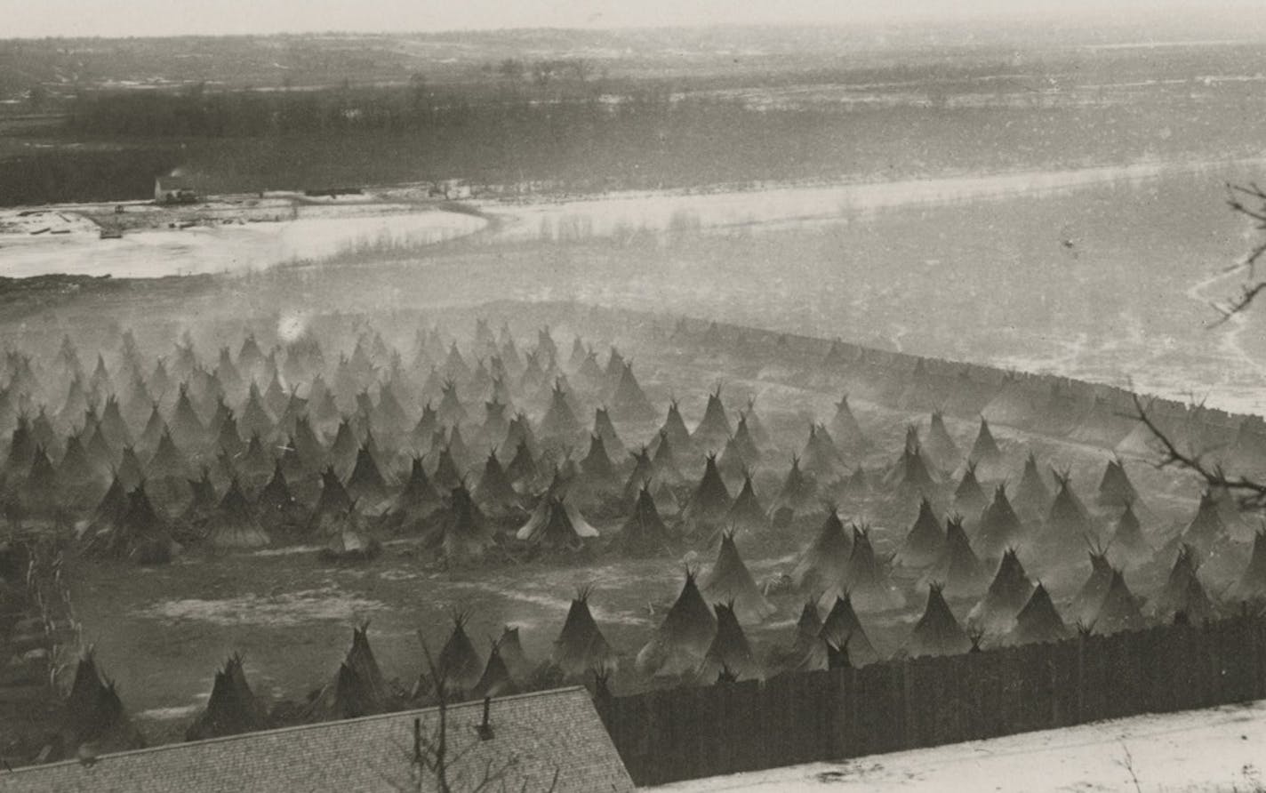 A new exhibit opening Tuesday at the Minnesota History Center examines mass incarceration in America including the confinement of American Indians throughout history.
After the U.S.-Dakota War of 1862, women, children and elders were forced to move to Fort Snelling in what MNHS officially calls a concentration camp. Source:Minnesota Historical Society ORG XMIT: Documentation