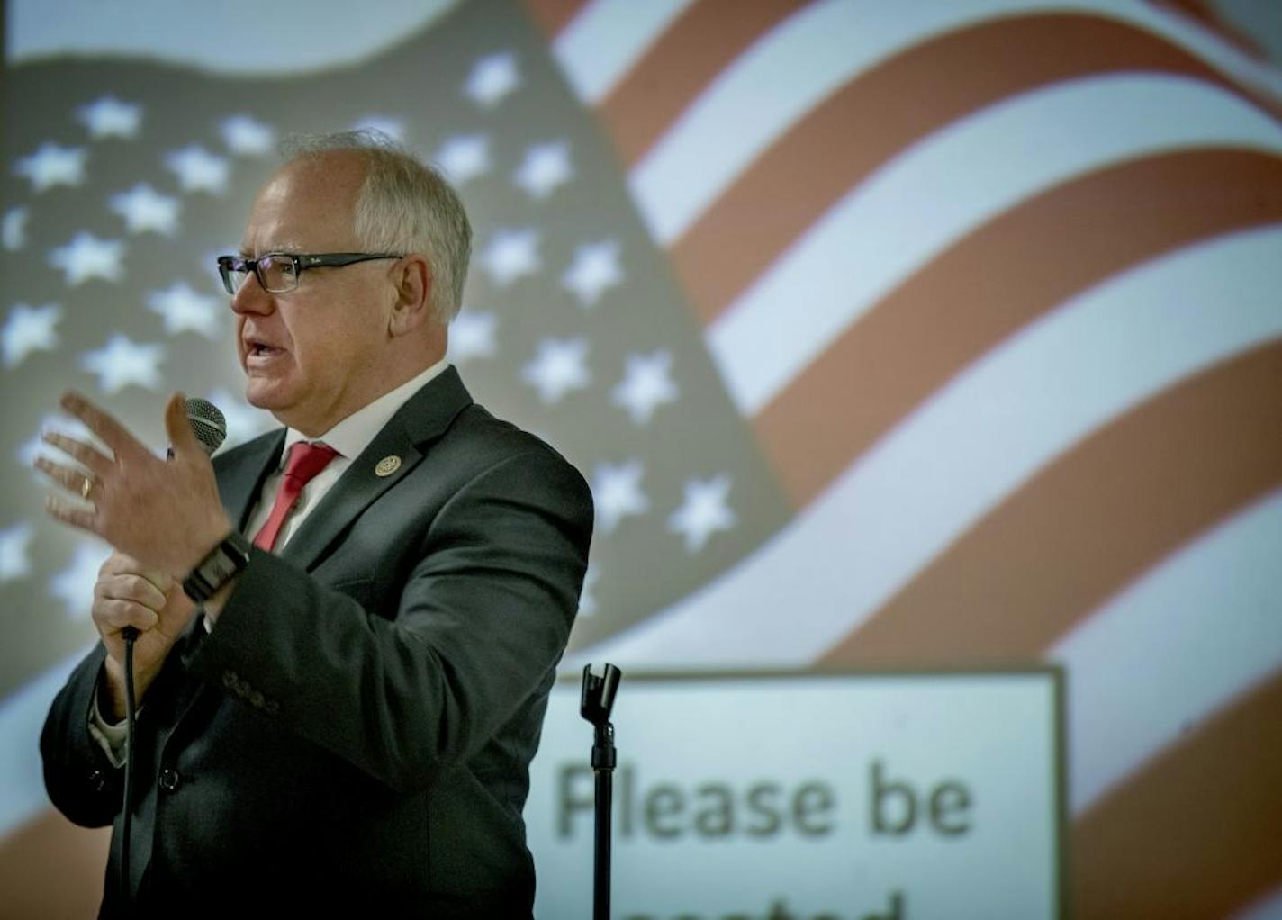 Gov. Tim Walz, shown in November at a Veterans Day event in Richfield, pledged to back a developing effort to create a statewide restorative justice program for veterans charged with certain crimes.