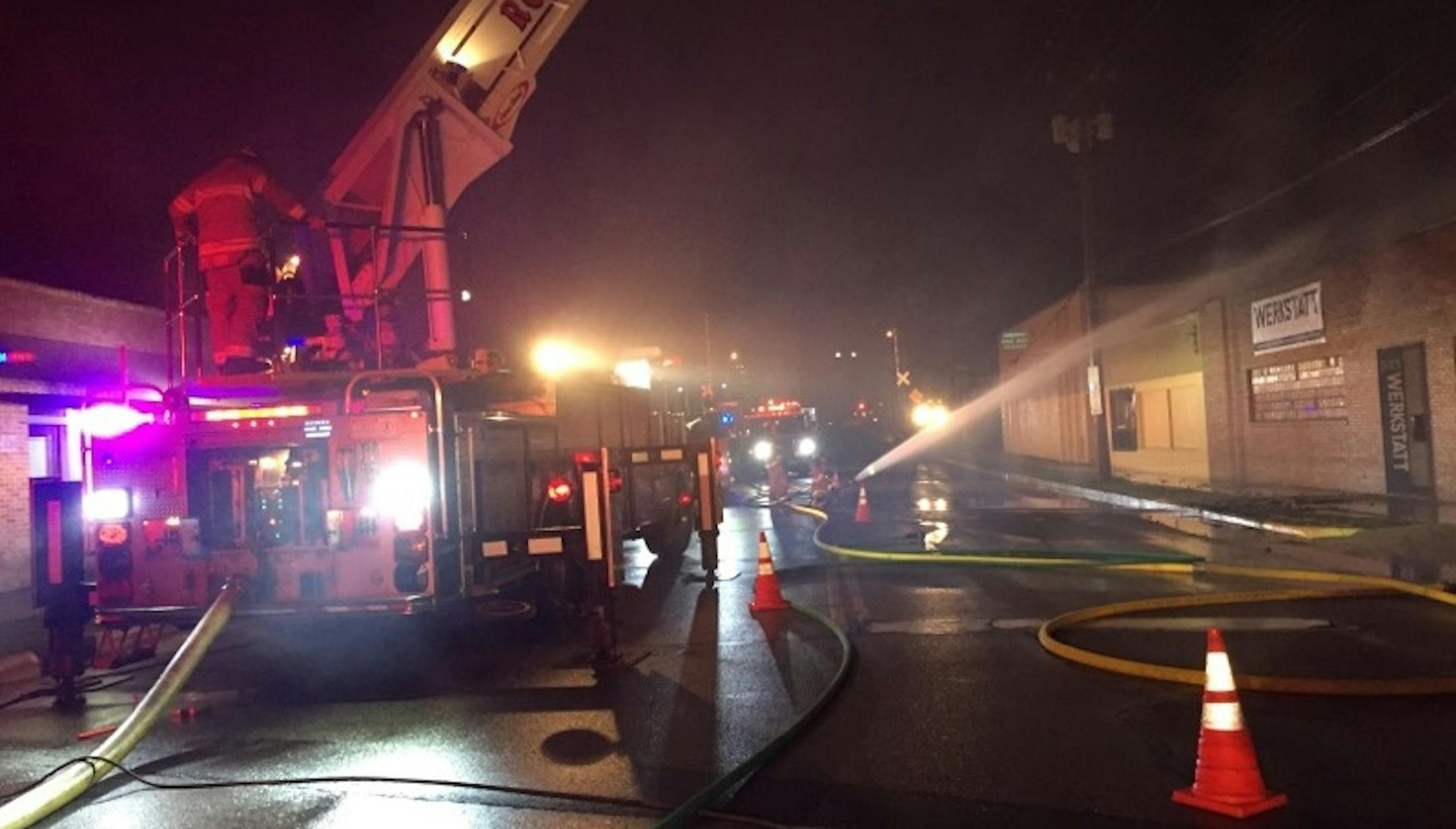 Fire ravaged a stretch of commercial buildings in Rochester.
