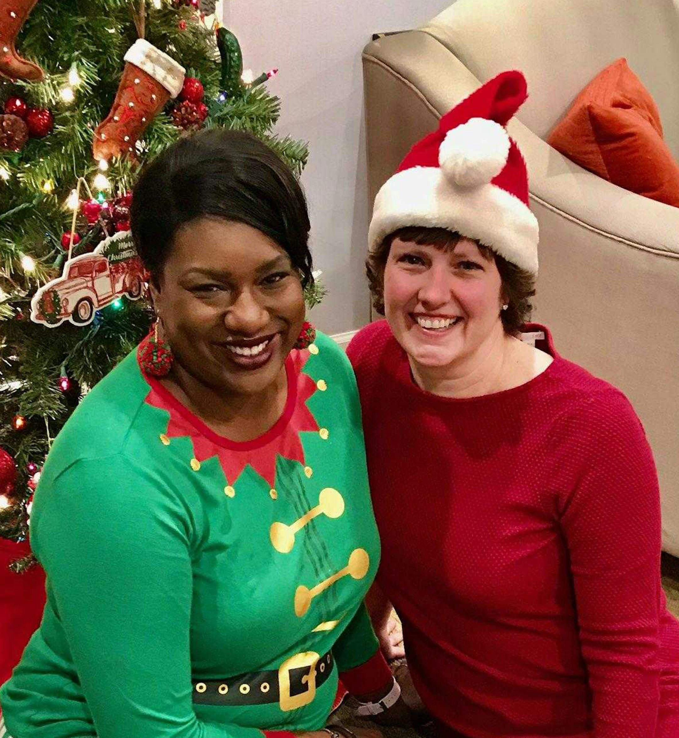 Jasmine Stringer, left, and Sharon Gifford are watching 24 Hallmark Christmas movies in 12 days.