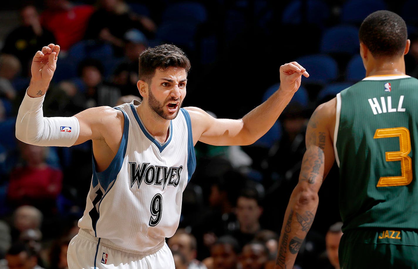 Ricky Rubio (9) defended George Hill (3) in the third quarter.