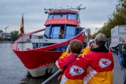 The Chiefs chartered a boat that is docked on the Main River in Frankfurt to serve as a hub for fan activities ahead of their game against the Dolphin
