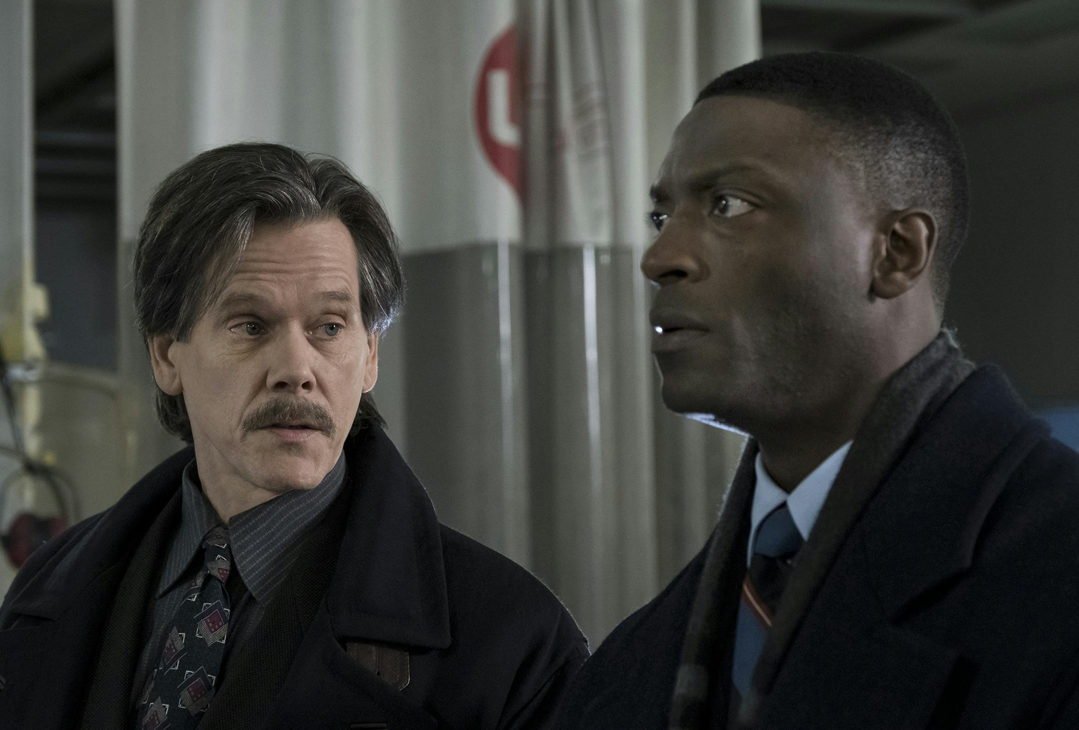(L-R): Kevin Bacon as Jackie Rohr and Aldis Hodge as Decourcy Ward in CITY ON A HILL, "If Only the Fool Would Persist in His Folly". Photo Credit: Francisco Roman/SHOWTIME.