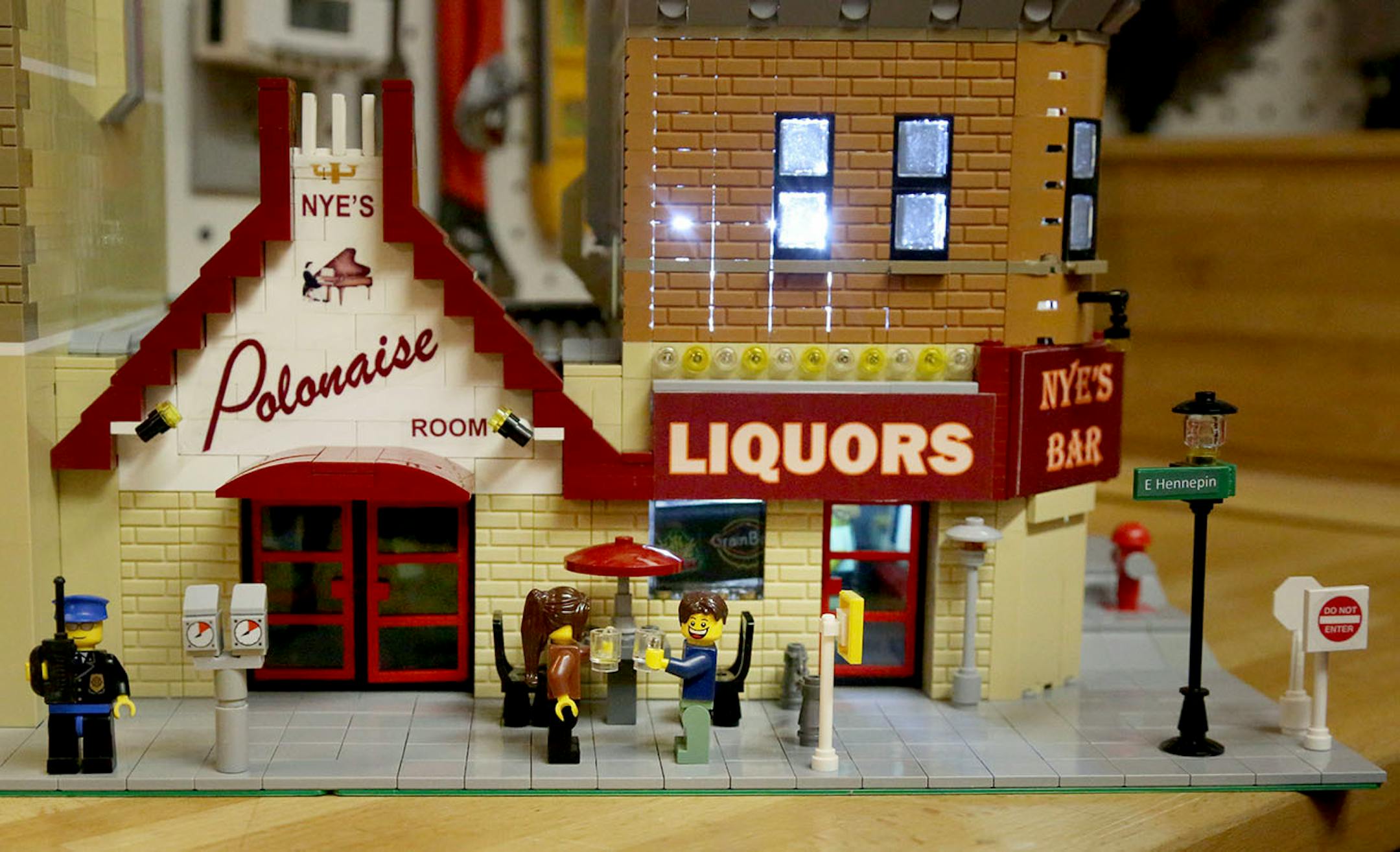 A detail from Jeff Esler's Lego model of Nye's.