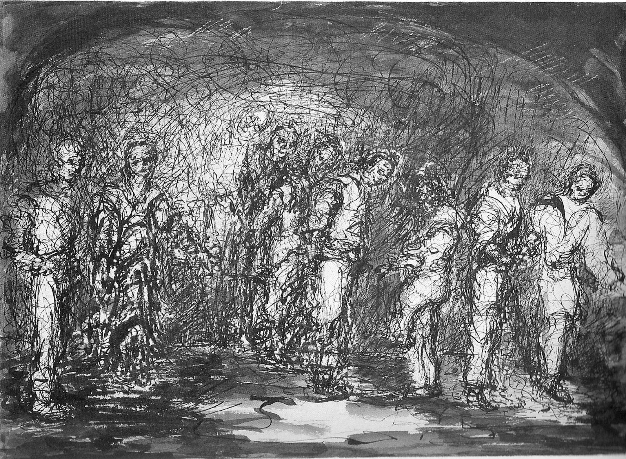 Eva Levina-Rozengolts," People: Rembrandt Series," 1958, 11 1/8 x 15 1/2, ink on paper, from a private American collection