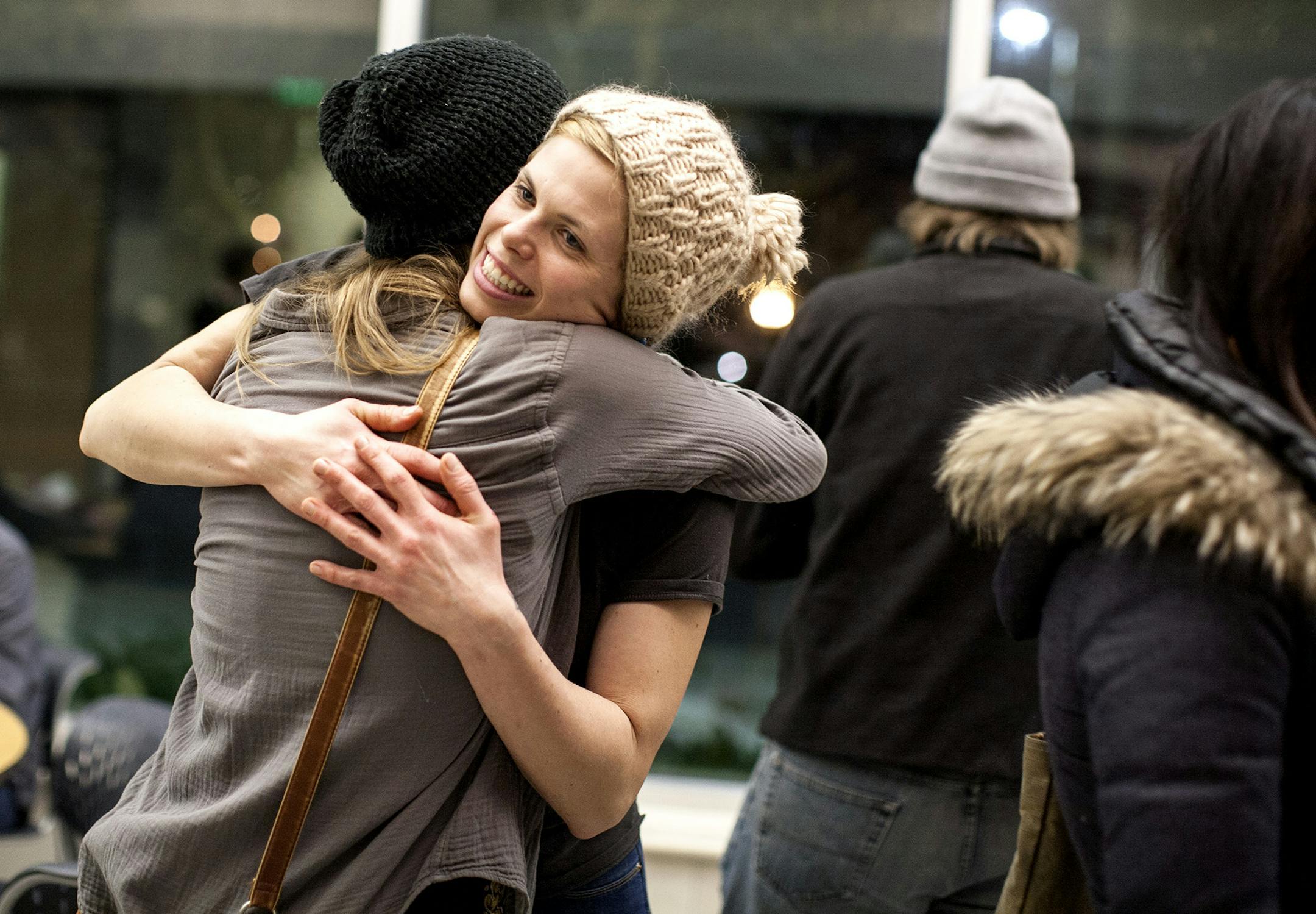 Founder Emily Torgrimson visits with guests at Eat for Equity's community feast benefitting Urban Ventures at the Urban Ventures headquarters in Minneapolis January 31, 2015. (Courtney Perry/Special to the Star Tribune)