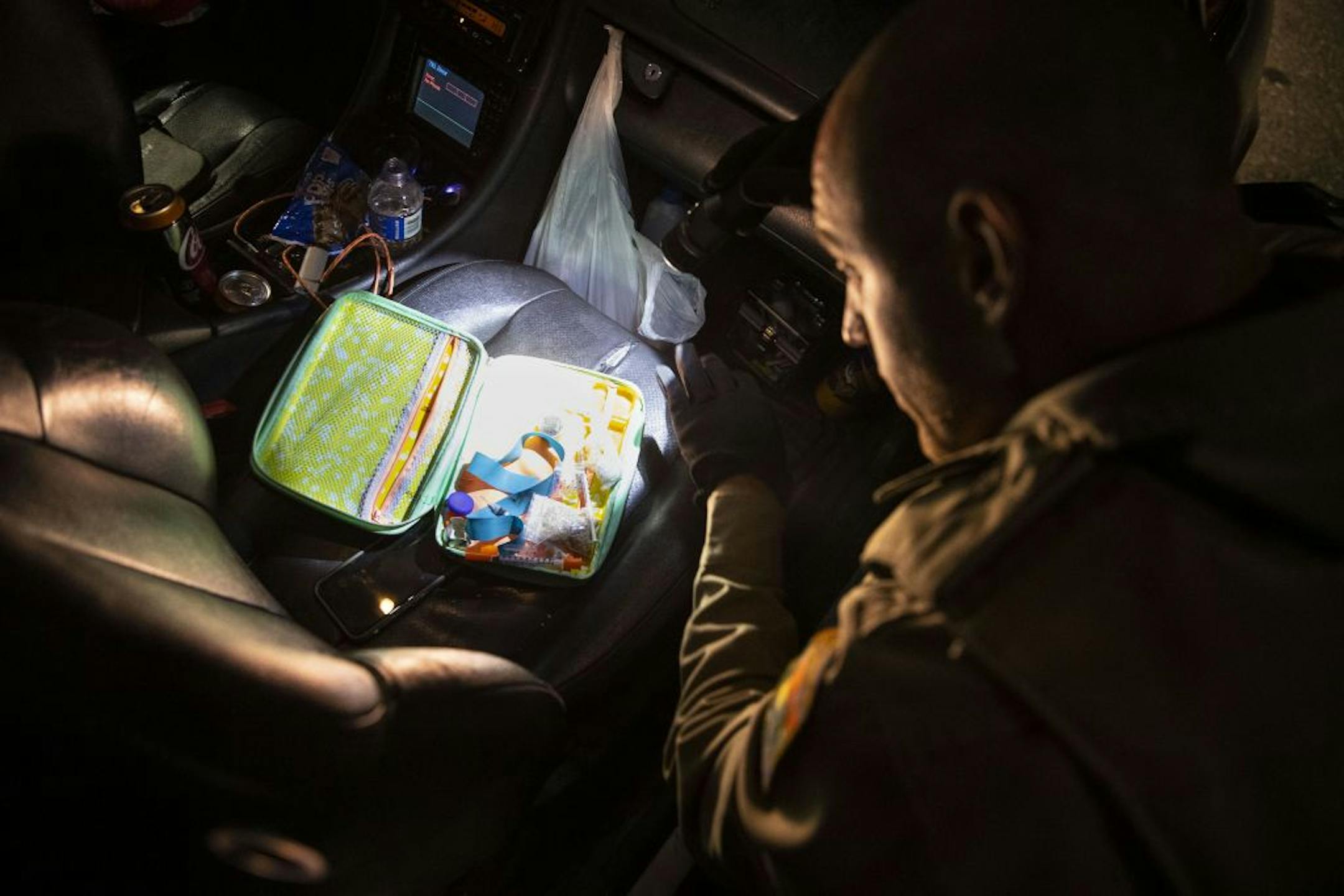 A few grams of heroine and collection of needles, some uncapped, were found by Deputy Ben Fye from the St. Louis County Sheriff's Office in a small bag in a car pulled over in a Walgreens parking lot in Duluth around 2am Thursday morning.