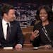 Michelle Obama appears with Jimmy Fallon for a "Thank You Notes" segment.