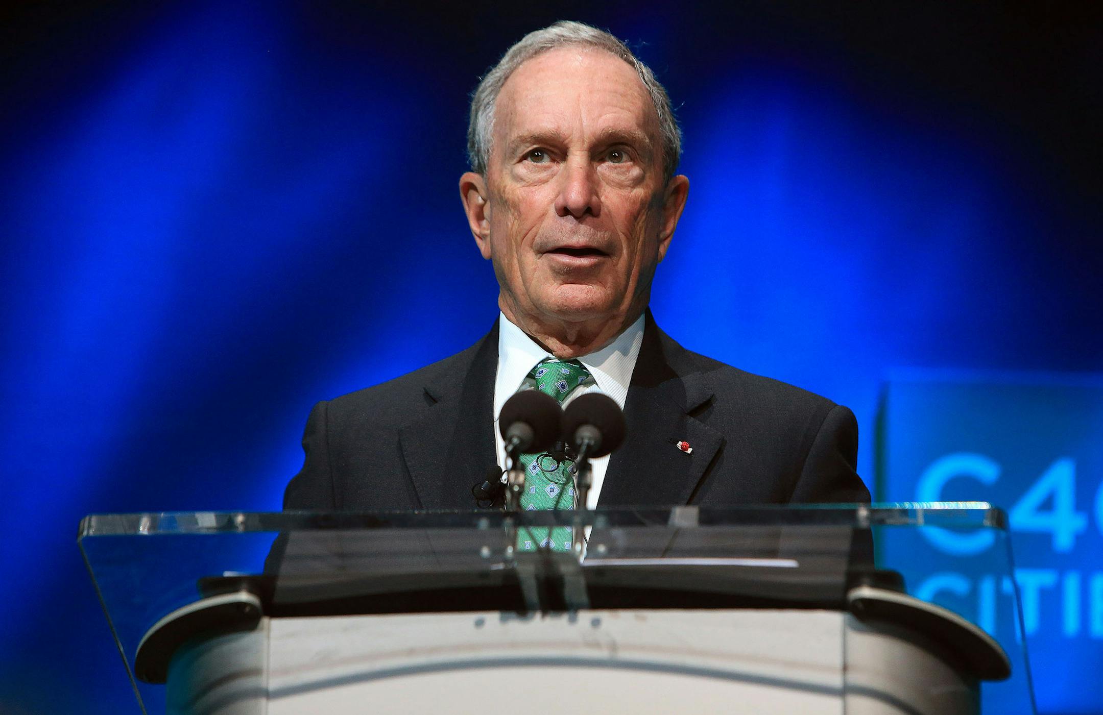 FILE - In this Dec. 3, 2015, file photo, former New York Mayor Michael Bloomberg speaks during the C40 cities awards ceremony, in Paris. Bloomberg, the billionaire former three-term mayor of New York City, has decided against mounting a third-party White House bid in 2016. (AP Photo/Thibault Camus, File) ORG XMIT: MIN2016030811202617