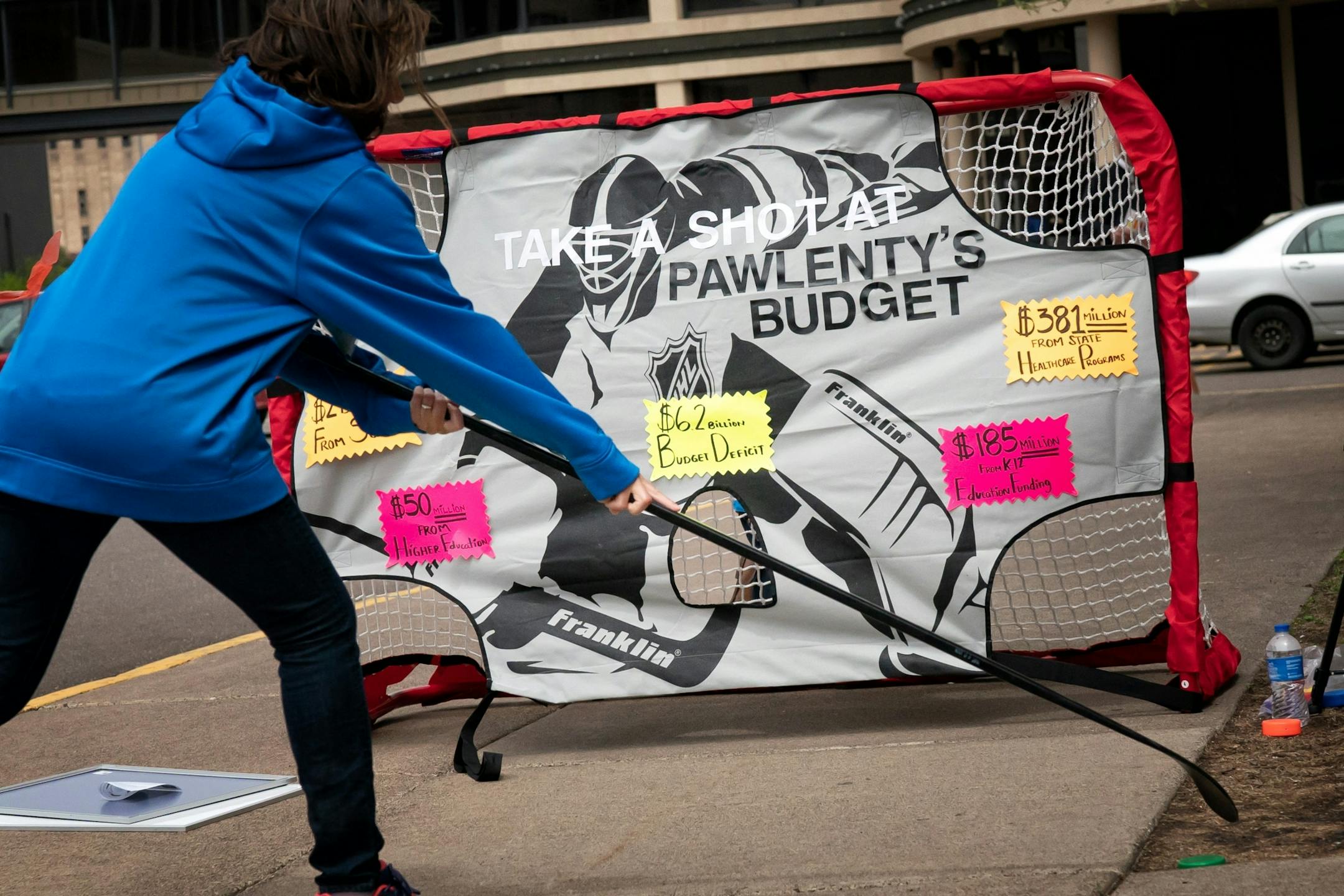 A bit of anti-Pawlenty activity at the Republican state convention in Duluth invited attendees to take a shot at Pawlenty's budget.